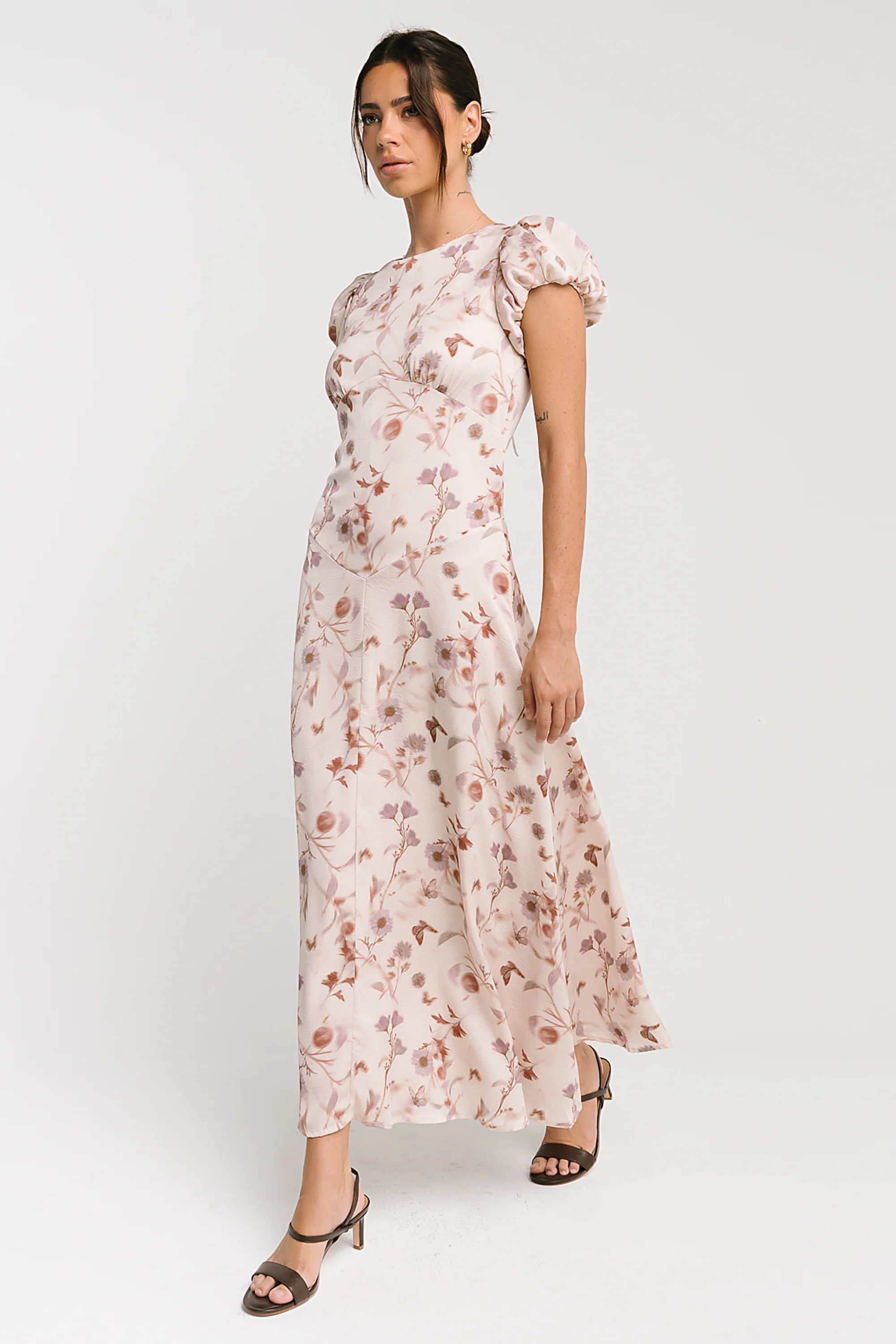 Savannah Floral Midi Dress in Pink