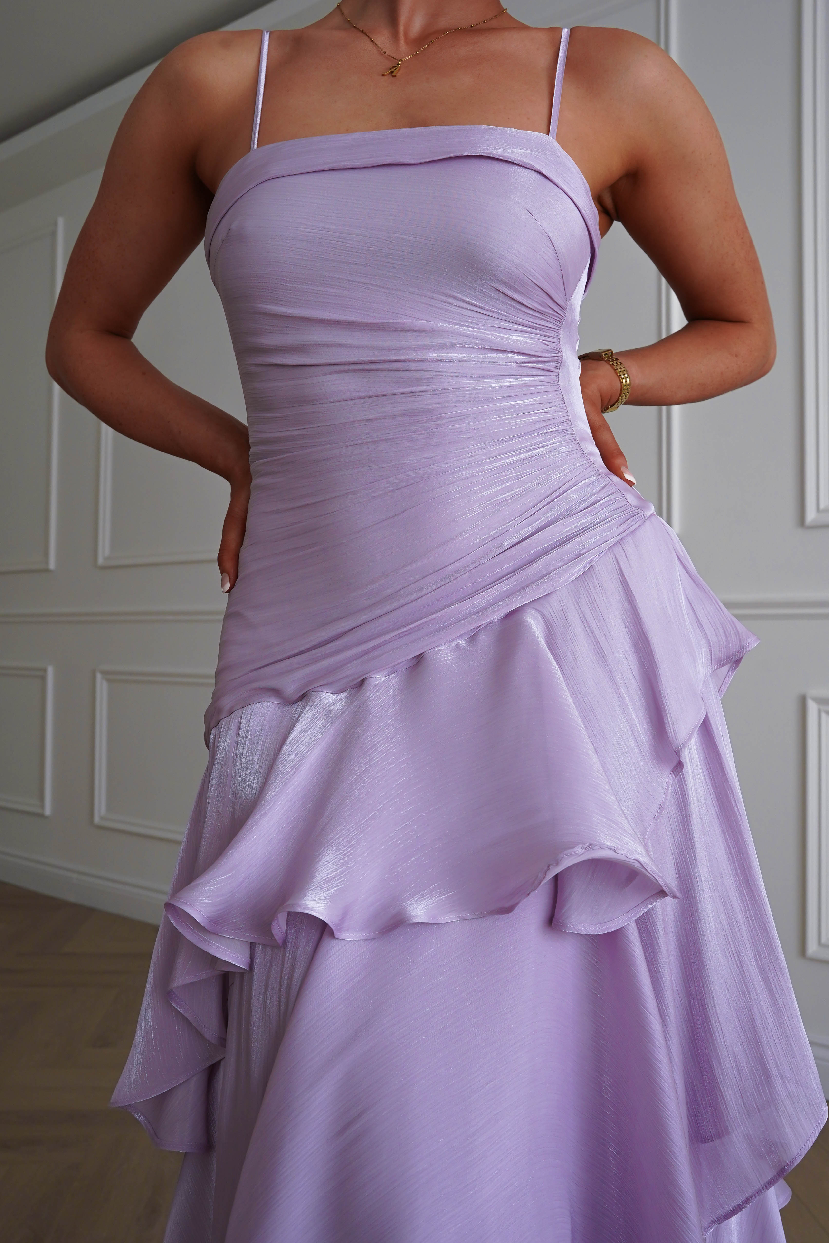 Renee Luminescent Ruffle Maxi Dress | Lilac