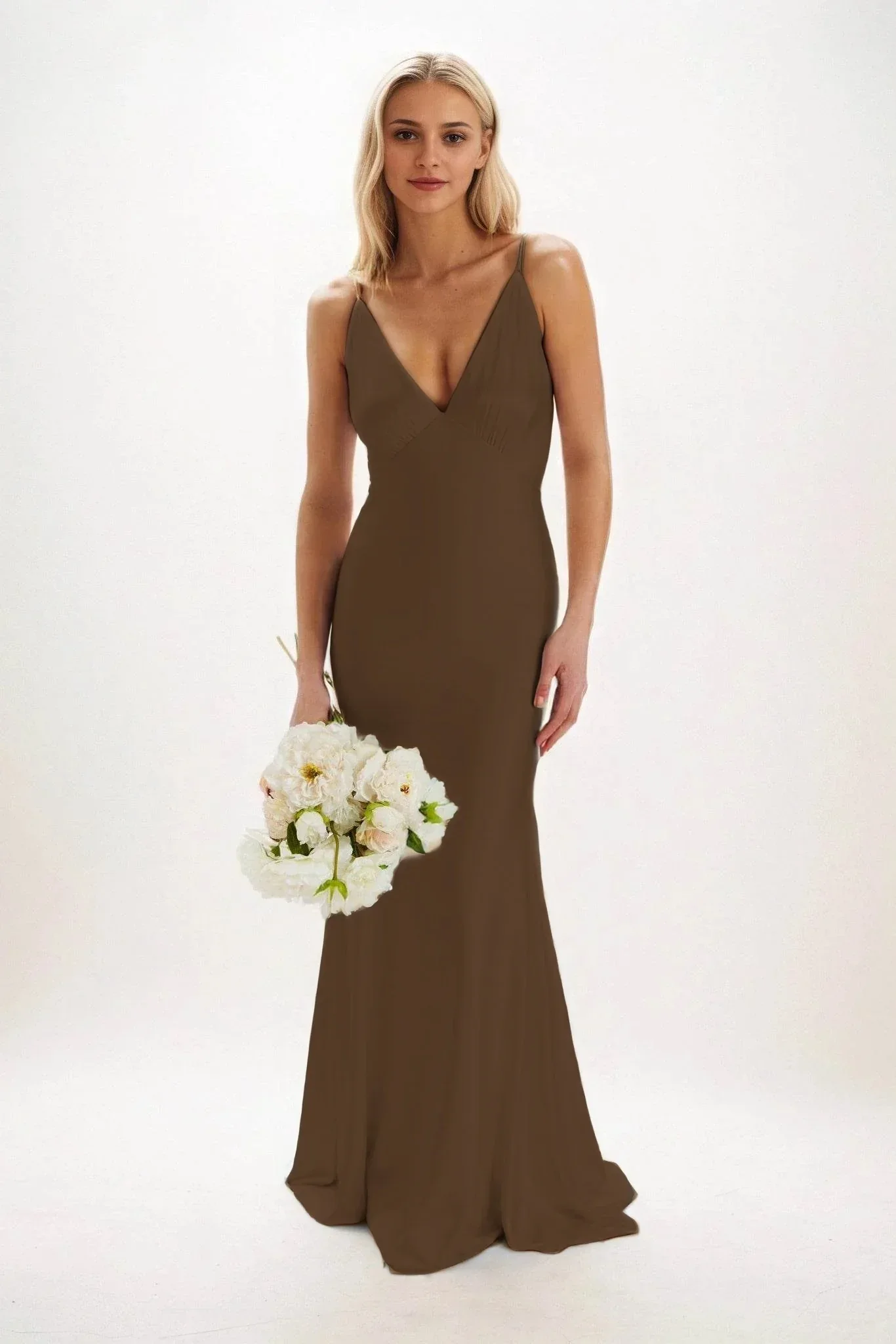 Sheath-Column Maxi Luxe Satin Bridesmaid Dress CB0839