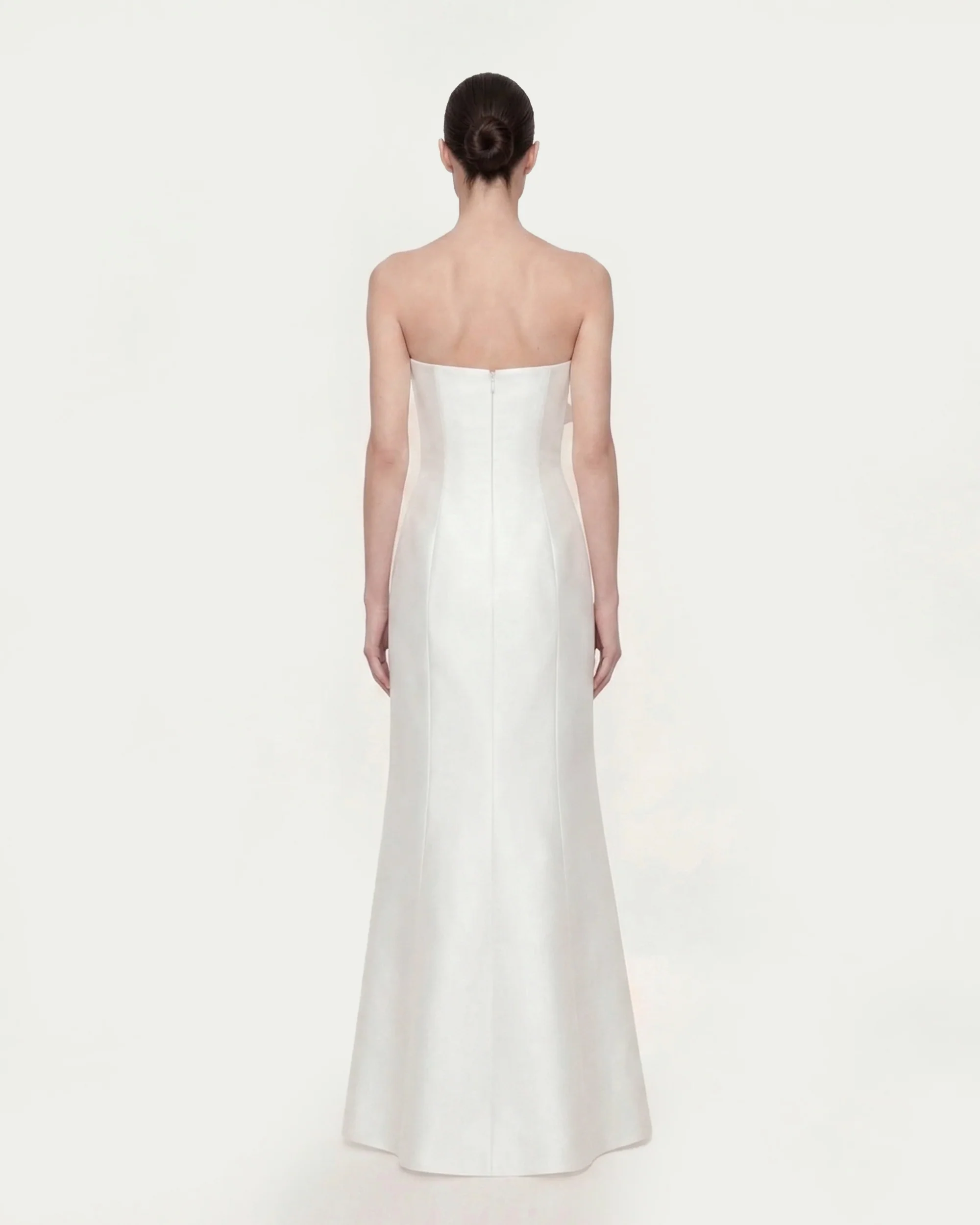 Strapless Floral Polyester Dress - White - FASHION NOB