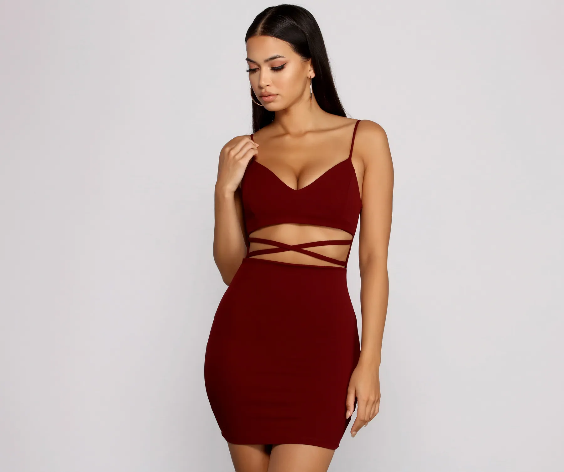 Go All Out Waist Cut Out Crepe Mini Dress