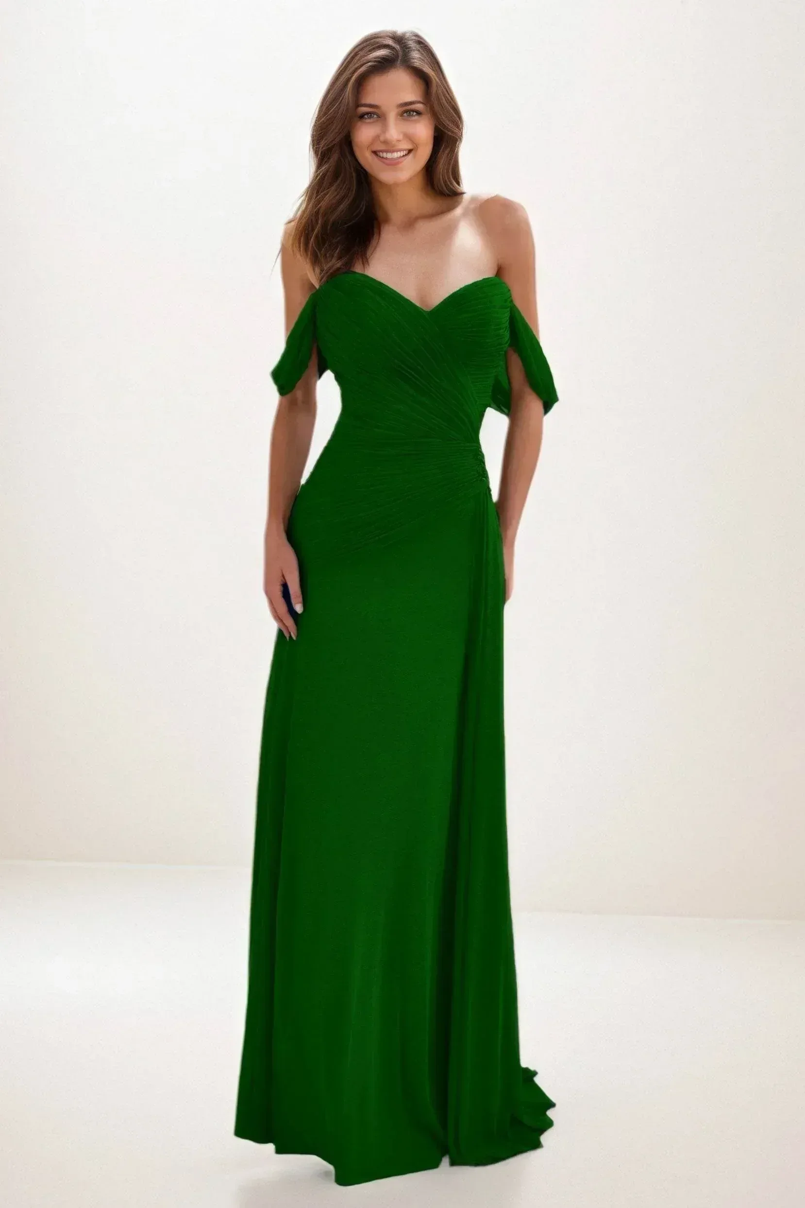 Sheath-Column Maxi Chiffon Wedding Guest Dress CG0288