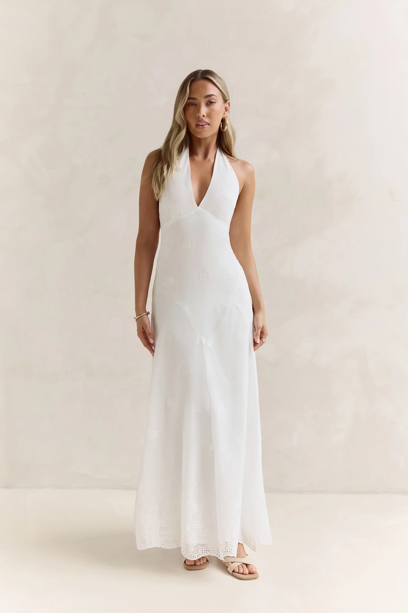 World Of Wonder Halter Maxi Dress White