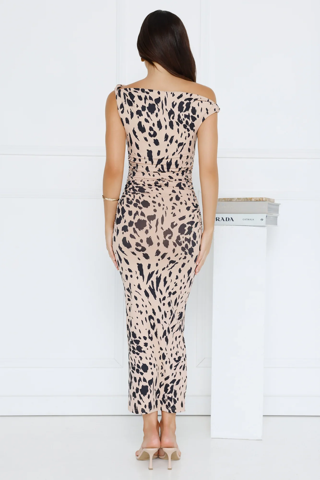 Exotic Essence Off Shoulder Midi Dress Print