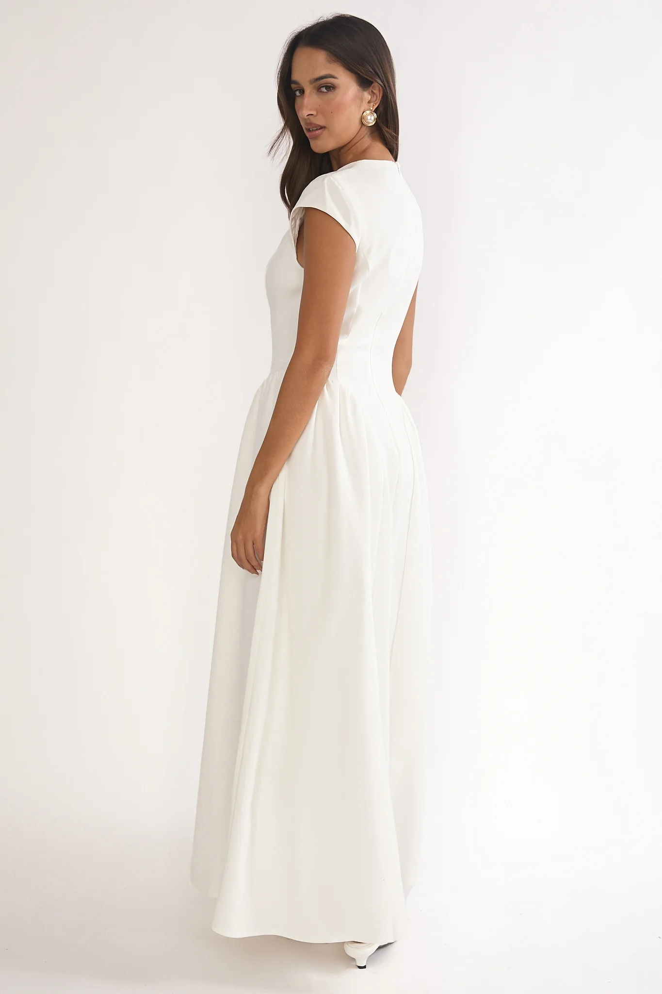Lynnie Cap Sleeve Maxi Dress Cream - luluinthesky