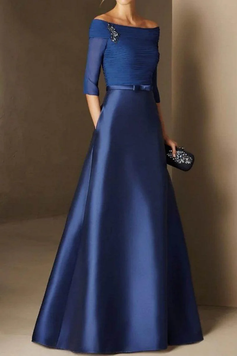 A Line Off The Shoulder Short Sleeves Applique Mother Dresses CM0339