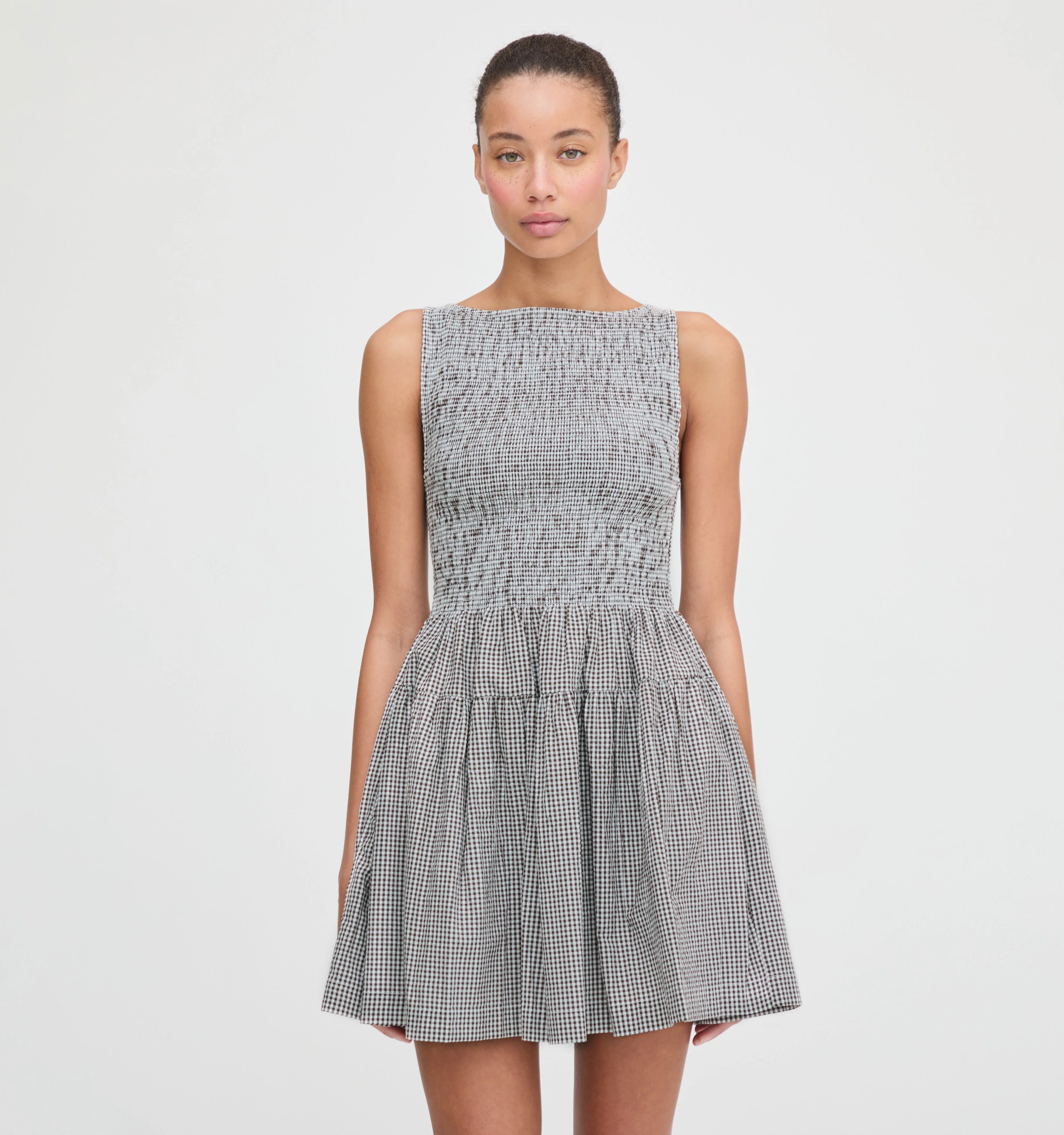 The Cosima Mini Nap Dress - Black/Sand Gingham