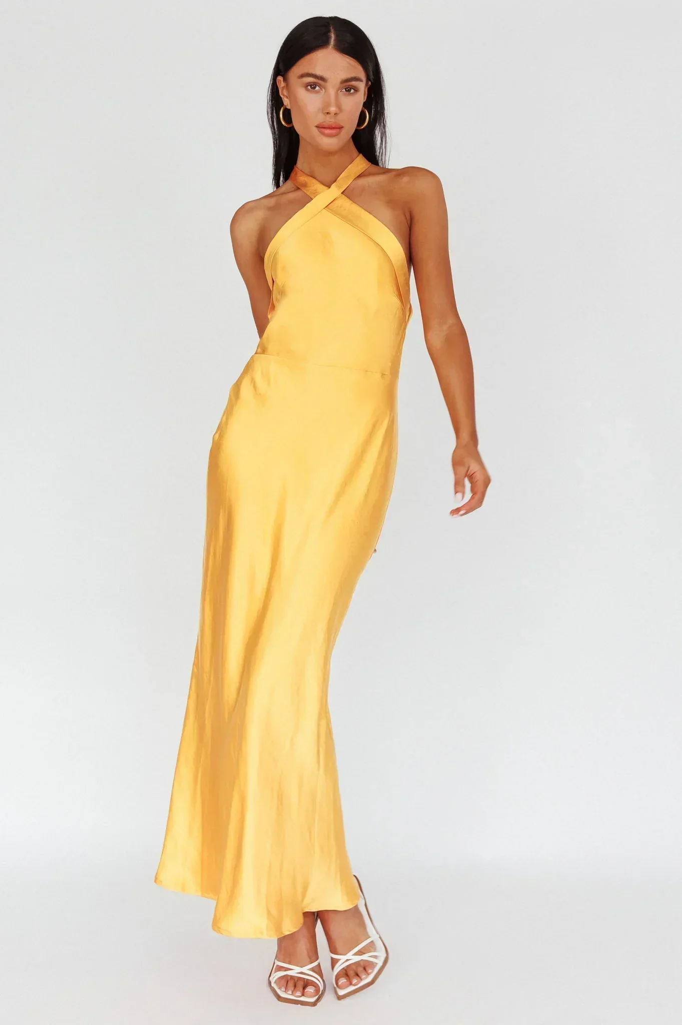 Italia Azure Crossover Halterneck Maxi Dress Sun