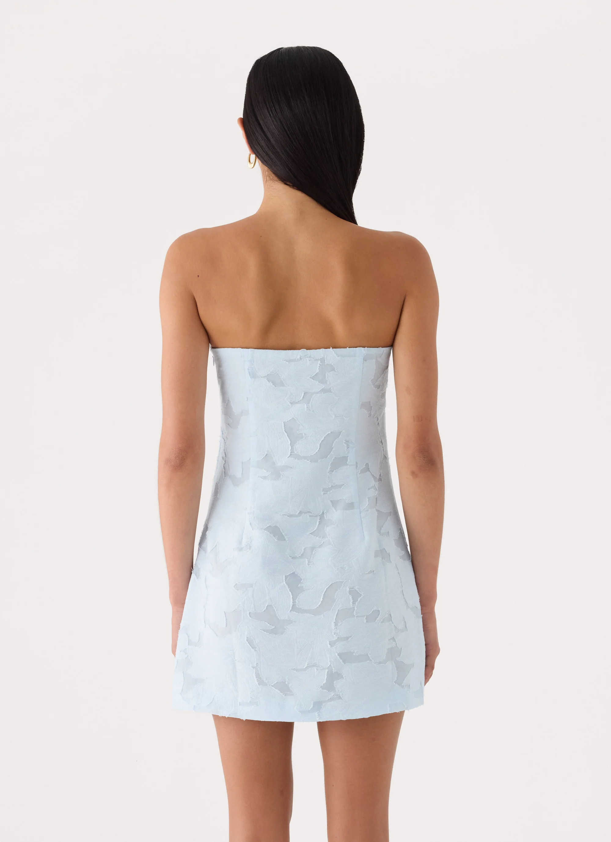 Della Lace Strapless Mini Dress - Blue - FASHION NOB