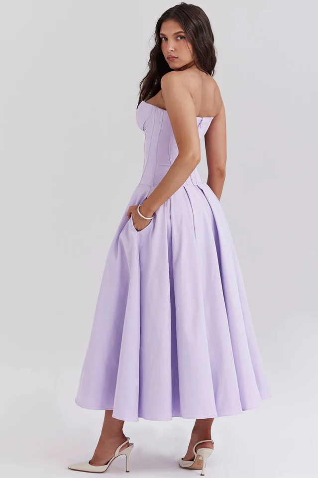 Lady Black Strapless Midi Dress