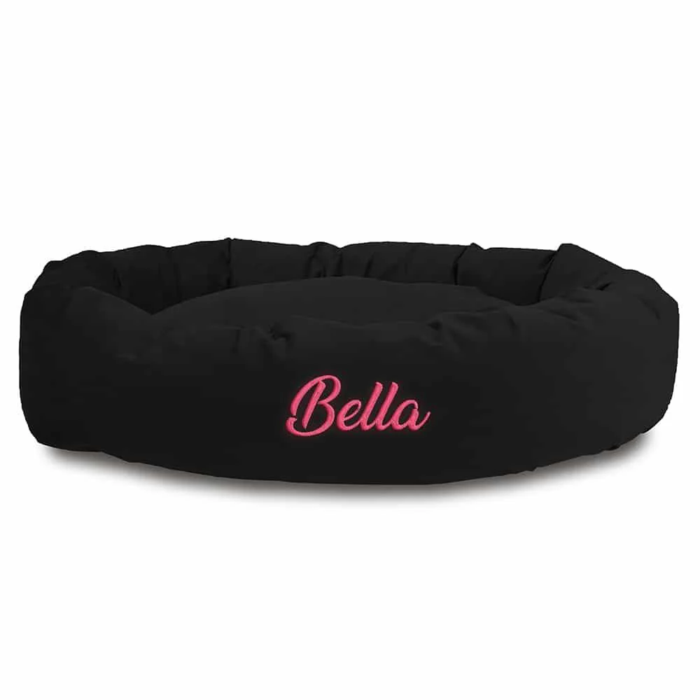 Suede Bagel Dog Bed - Personalized
