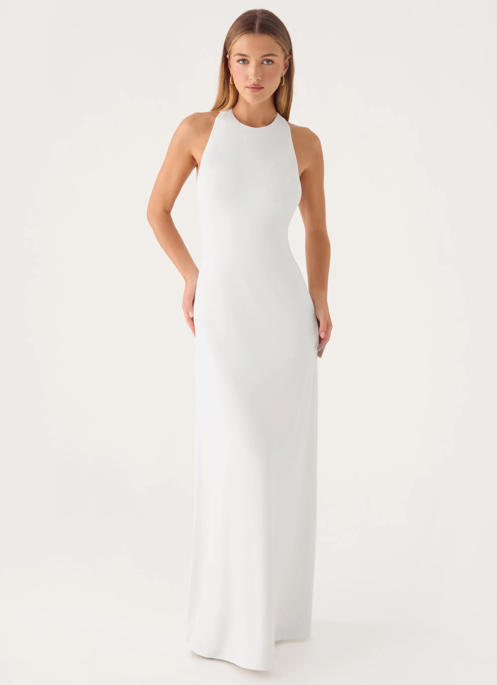 Elliah Cut Out Back Maxi Dress - White - luluinthesky