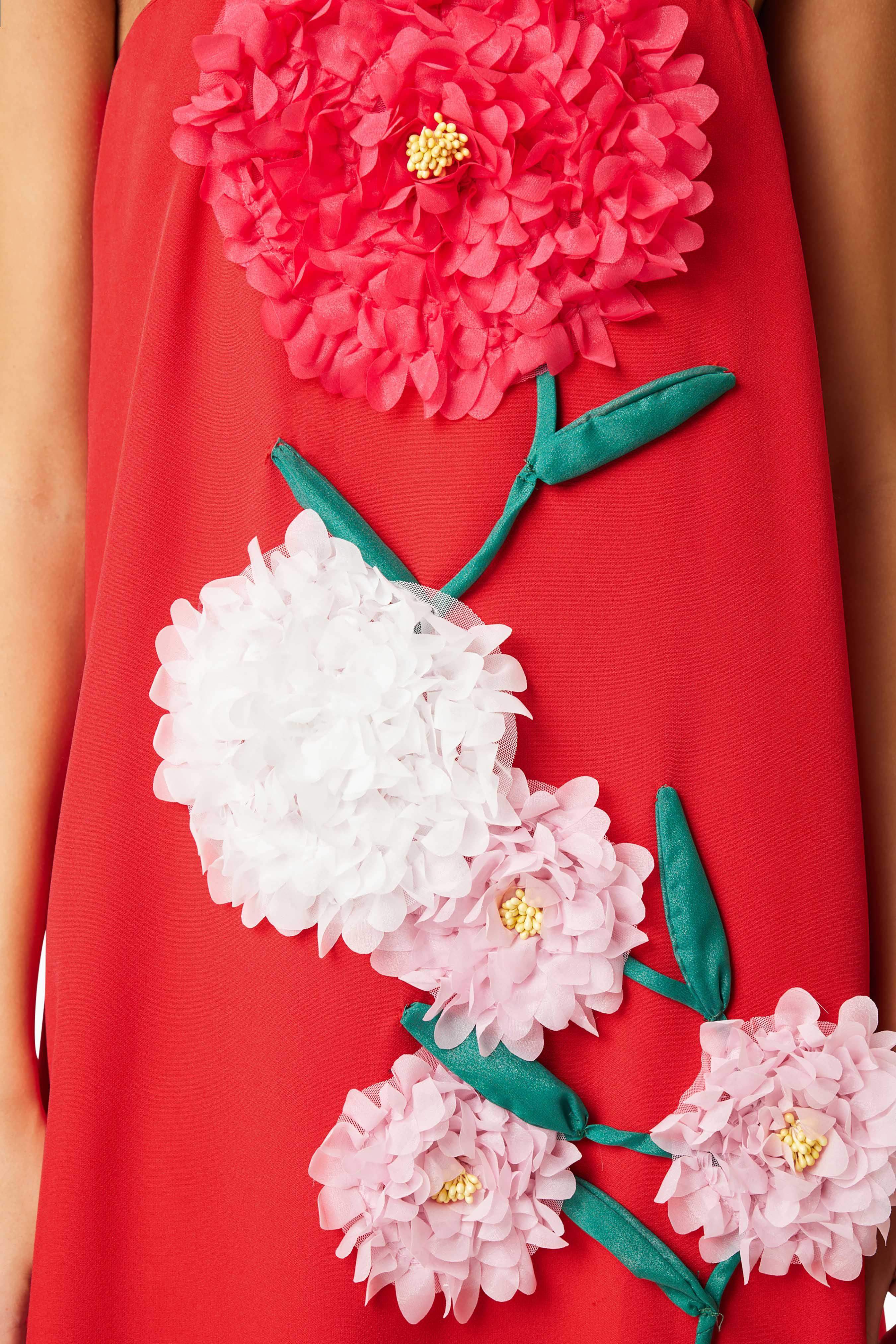 Buttercup Embroidered Maxi Dress In Red