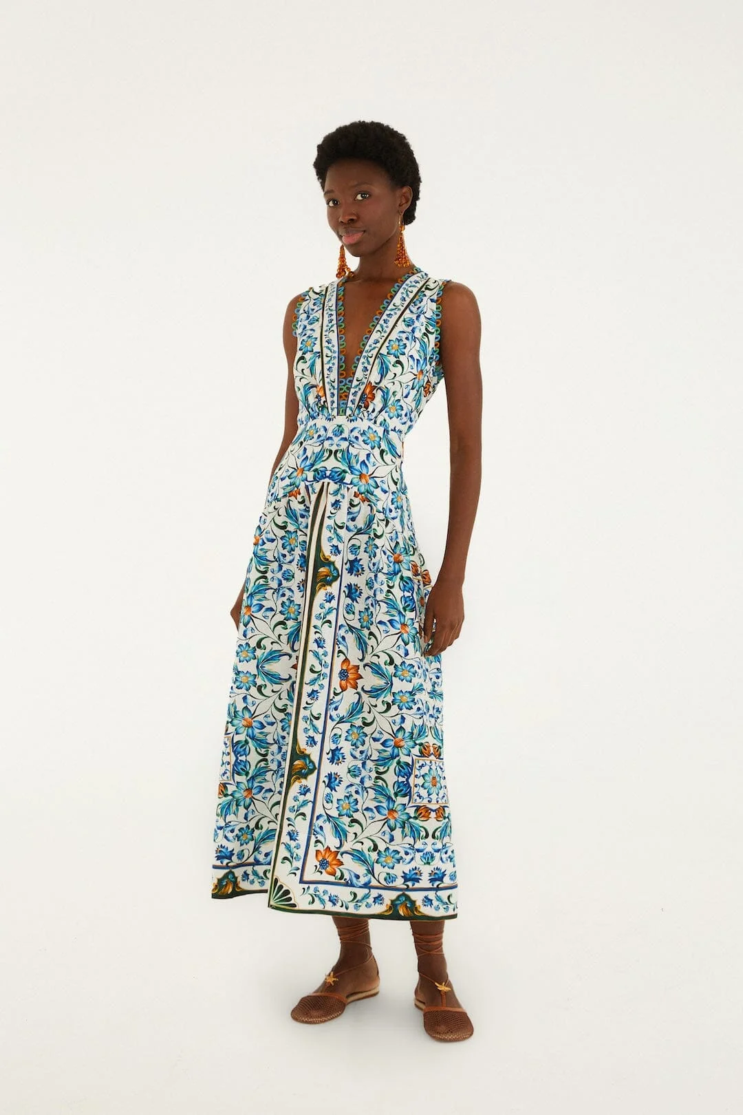 Off-White Flora Tile Scallop Maxi Dress