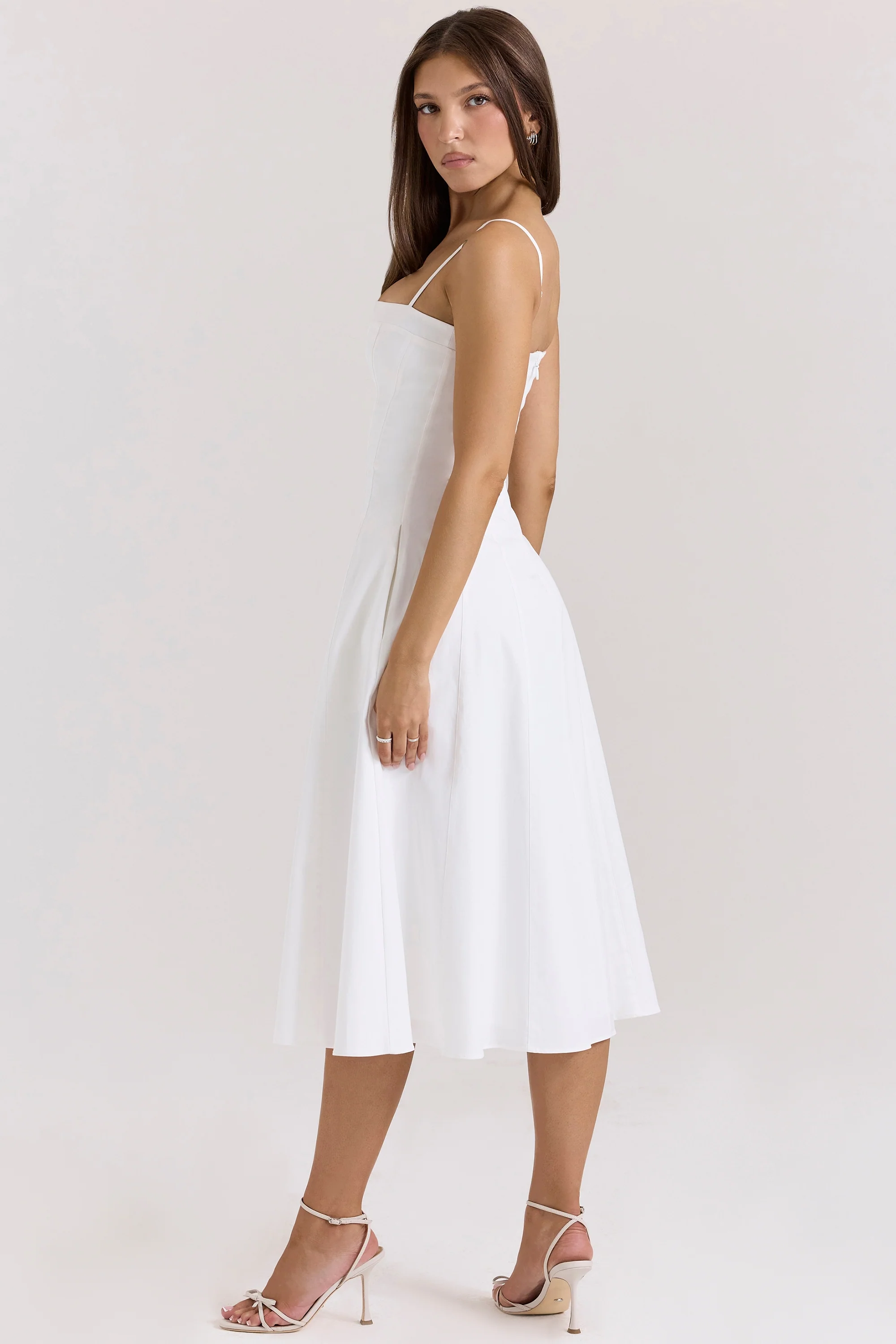 white stretch cotton a-line midi sundress - luluinthesky