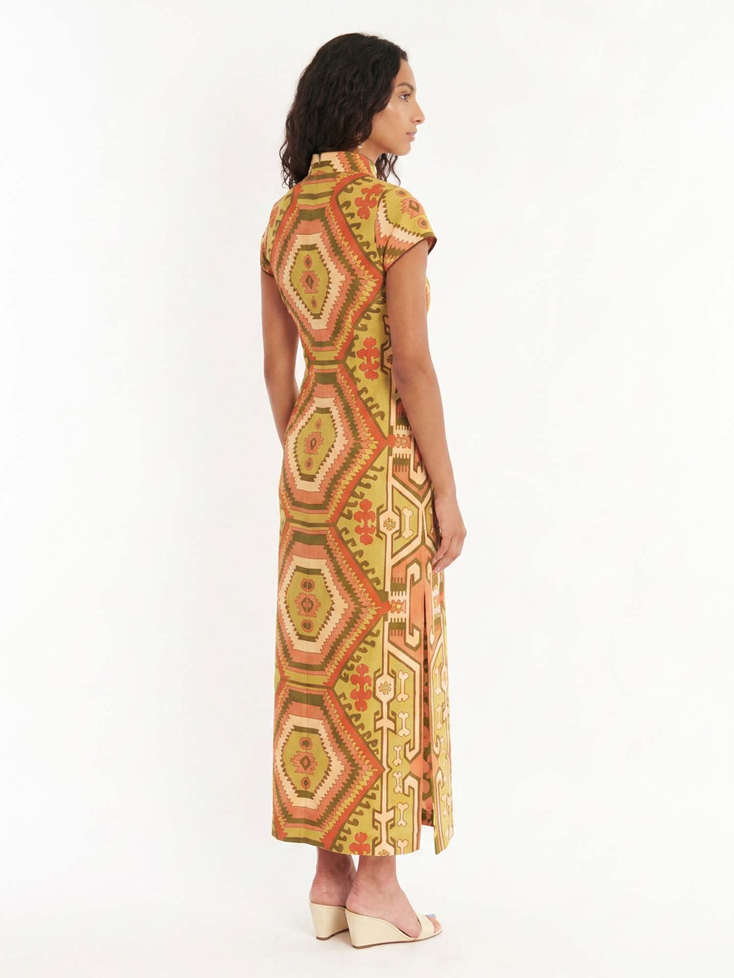 Pattern Column Midi Dress