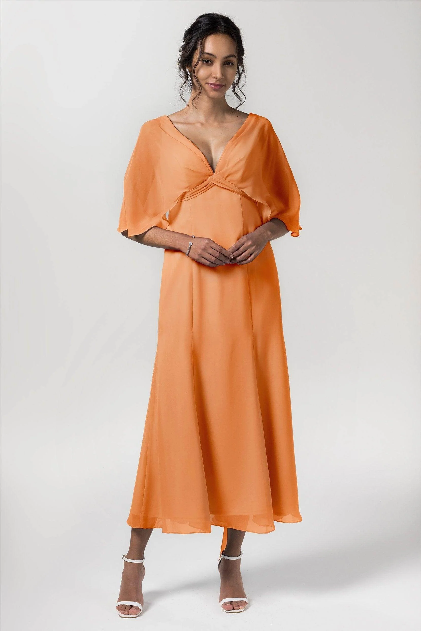 A-Line Tea Length Chiffon Bridesmaid Dress CB0553