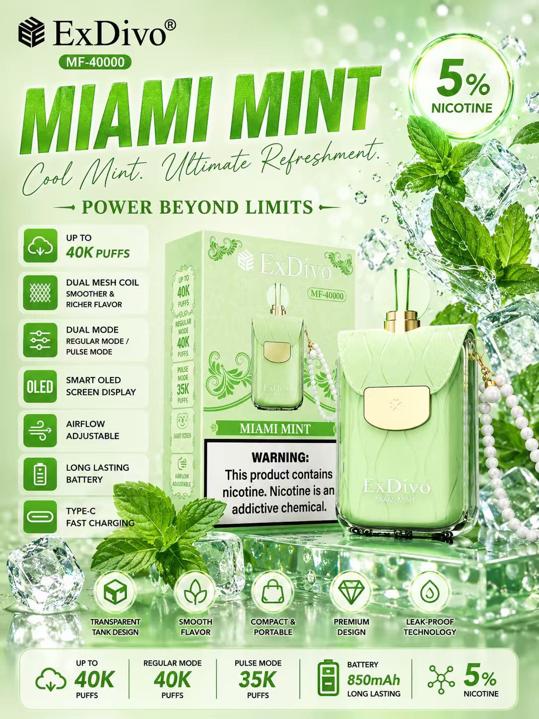 MIAMI MINT - ExDivo FLORA 40K Disposable Vape
