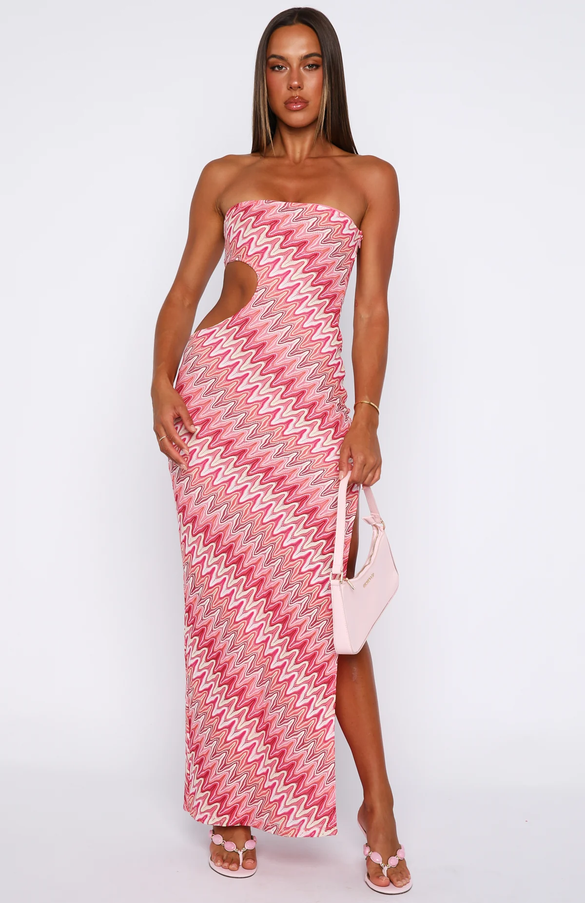 Flirt Mode Strapless Maxi Dress Sunrise Waves