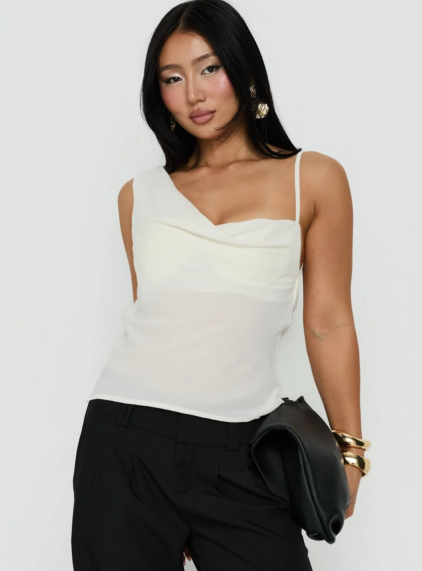 Winding Roads Layered Asymmetrical Top Cream