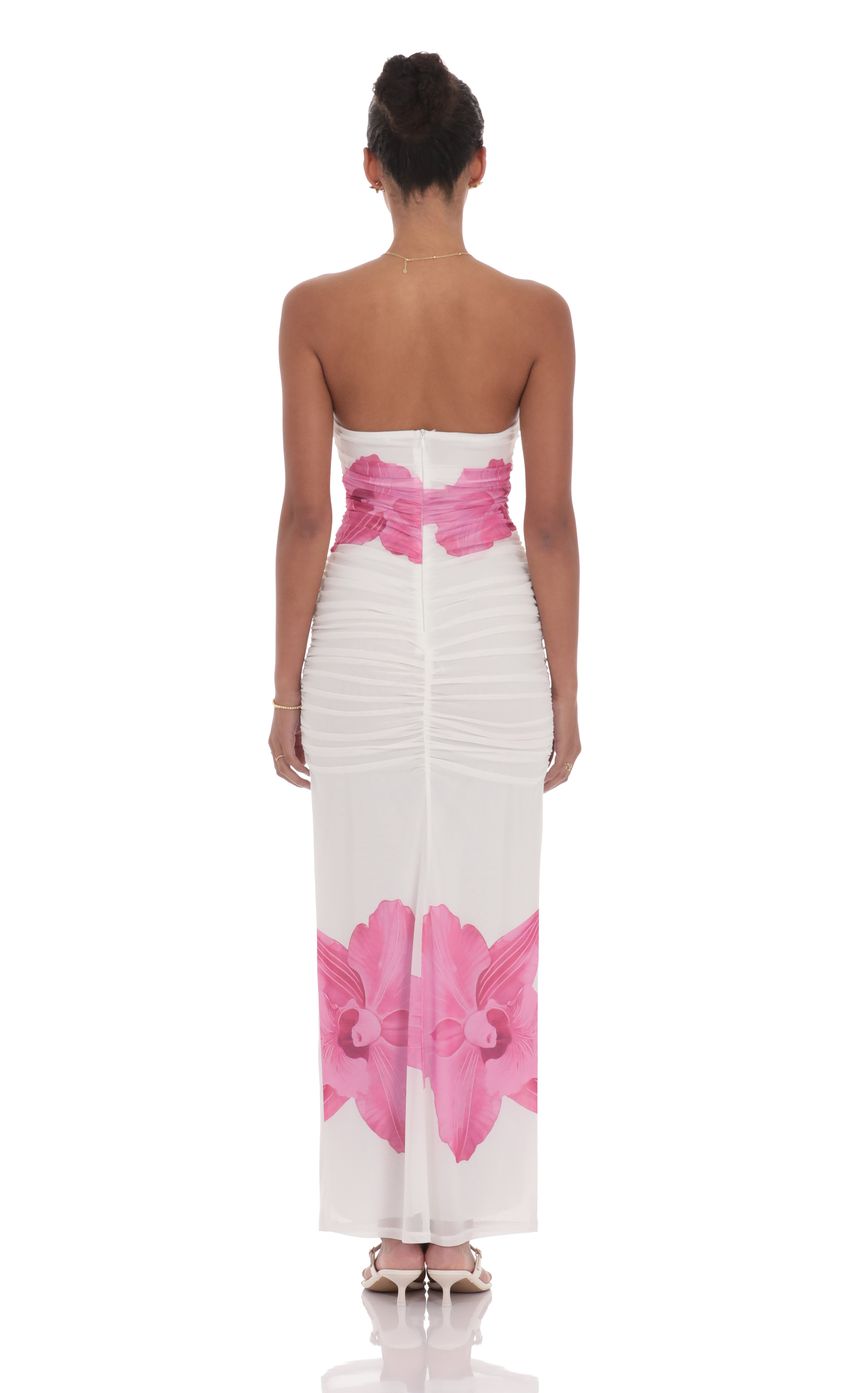 Embellished Floral Bodycon Maxi Dress in White