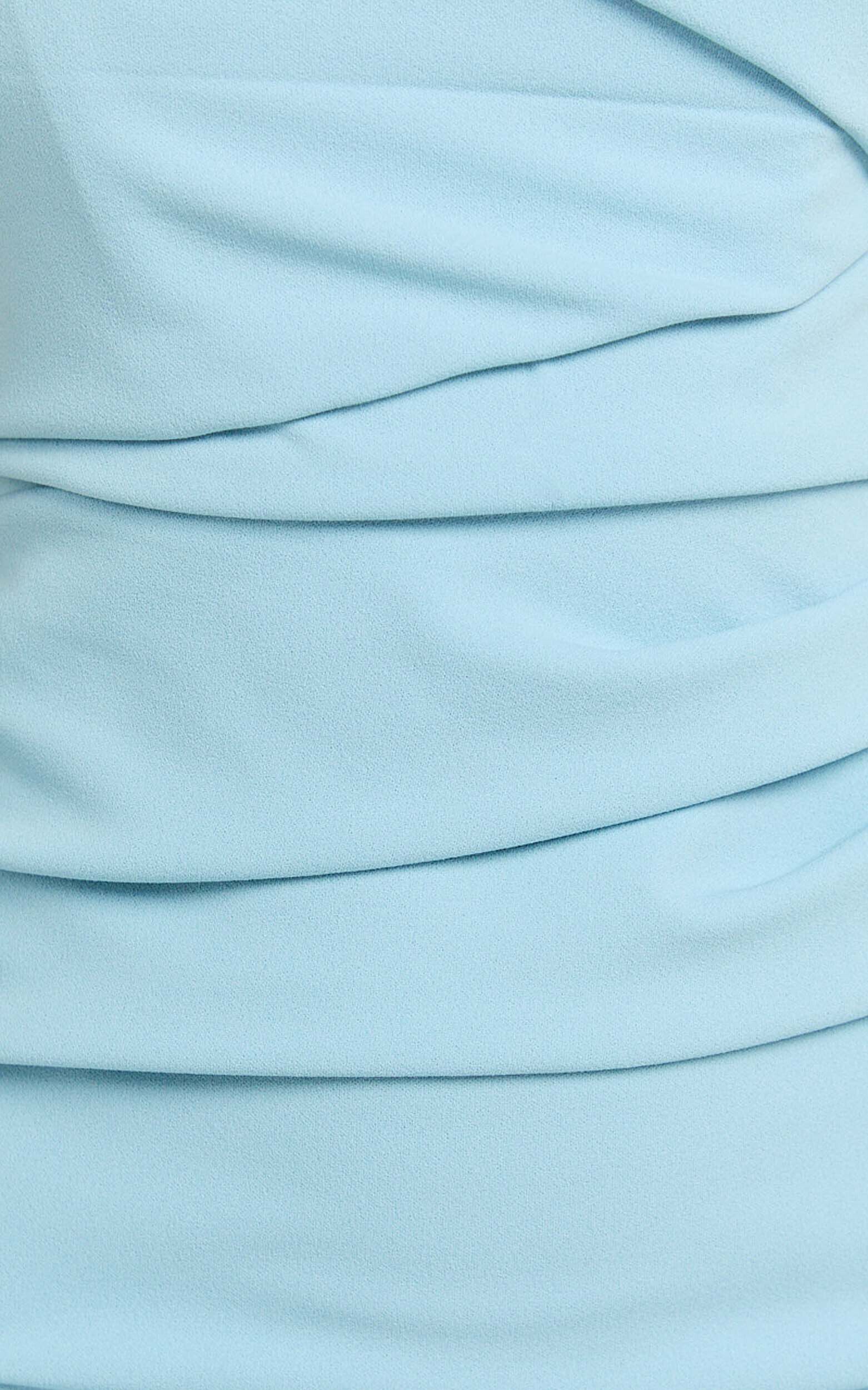 Junaidah Mini Dress - Strapless Ruched Dress in Blue