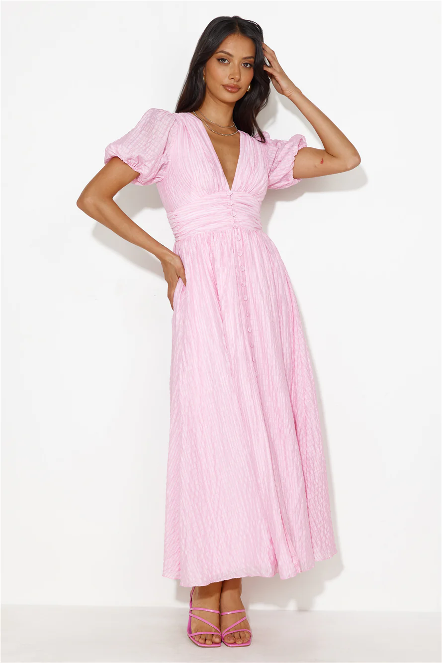 Afternoon Treat Midi Dress Pink - luluinthesky