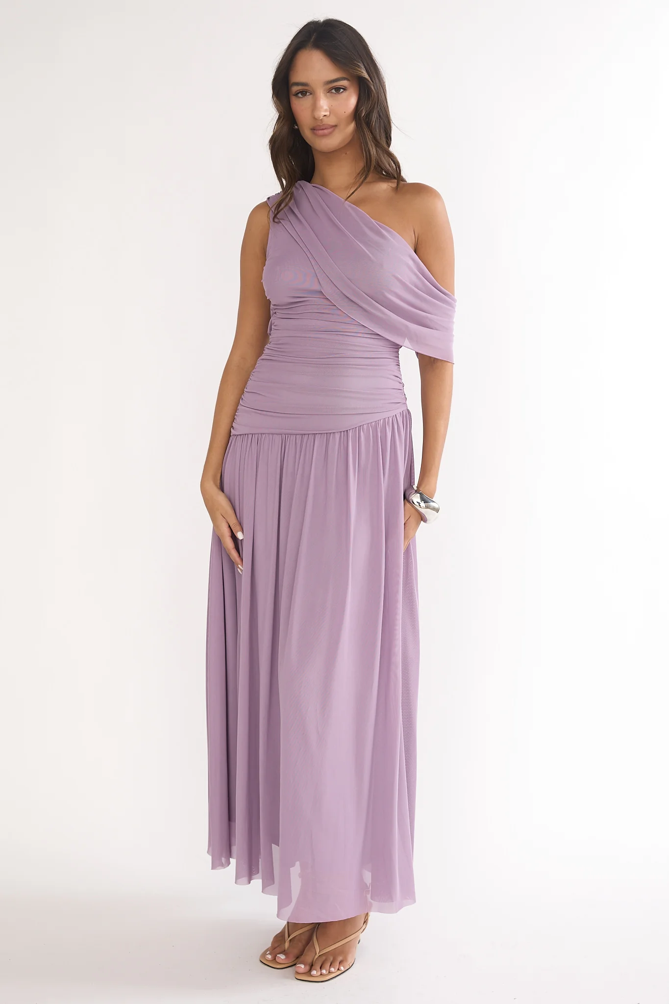 Amretha Asymmetric Neckline Maxi Dress Amethyst