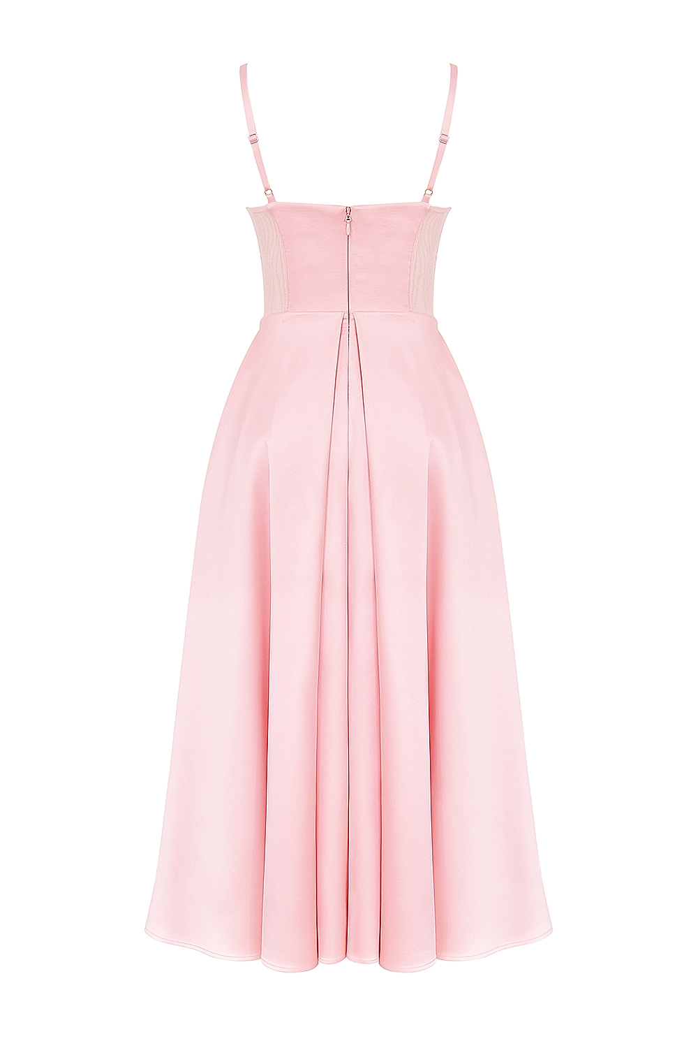 Parisian Pink Satin A-Line Midi Dress
