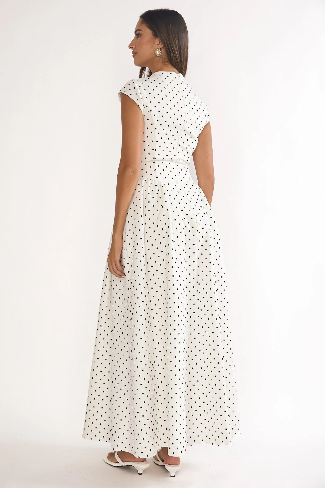Lynnie Cap Sleeve Maxi Dress Polka Dot - luluinthesky