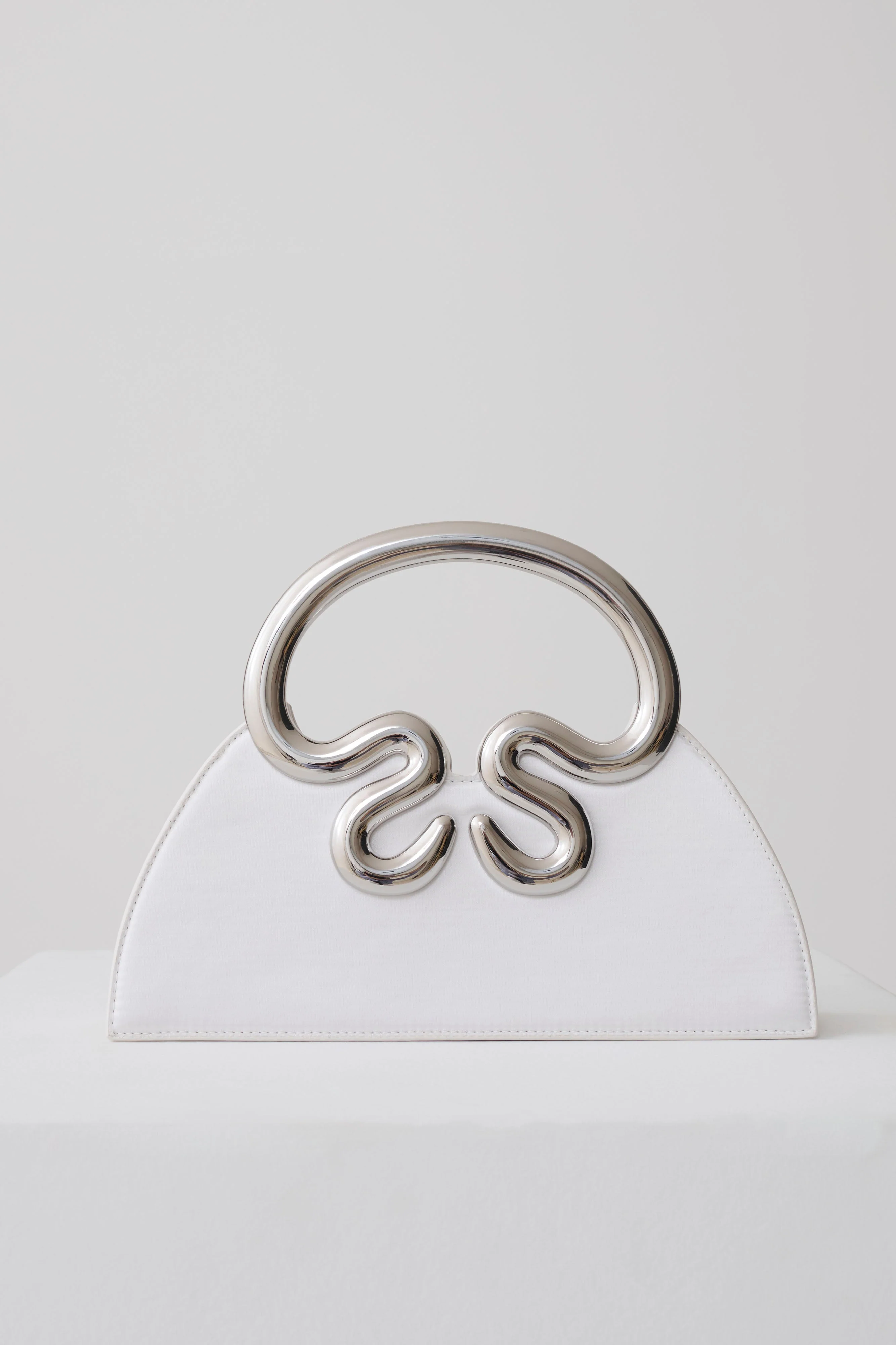 Elianne Satin Frame Clutch Bag - White