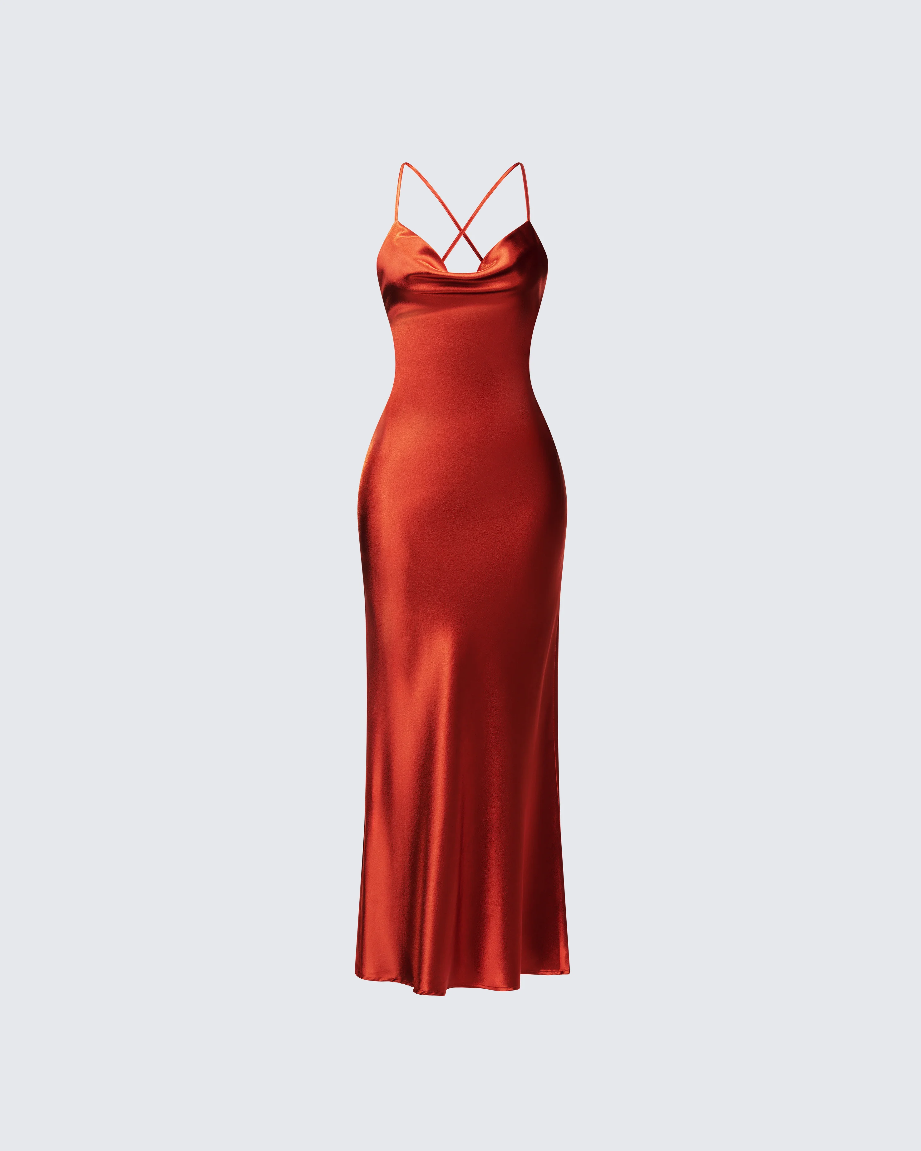 Elspeth Orange Satin Bias Slip Maxi Dress