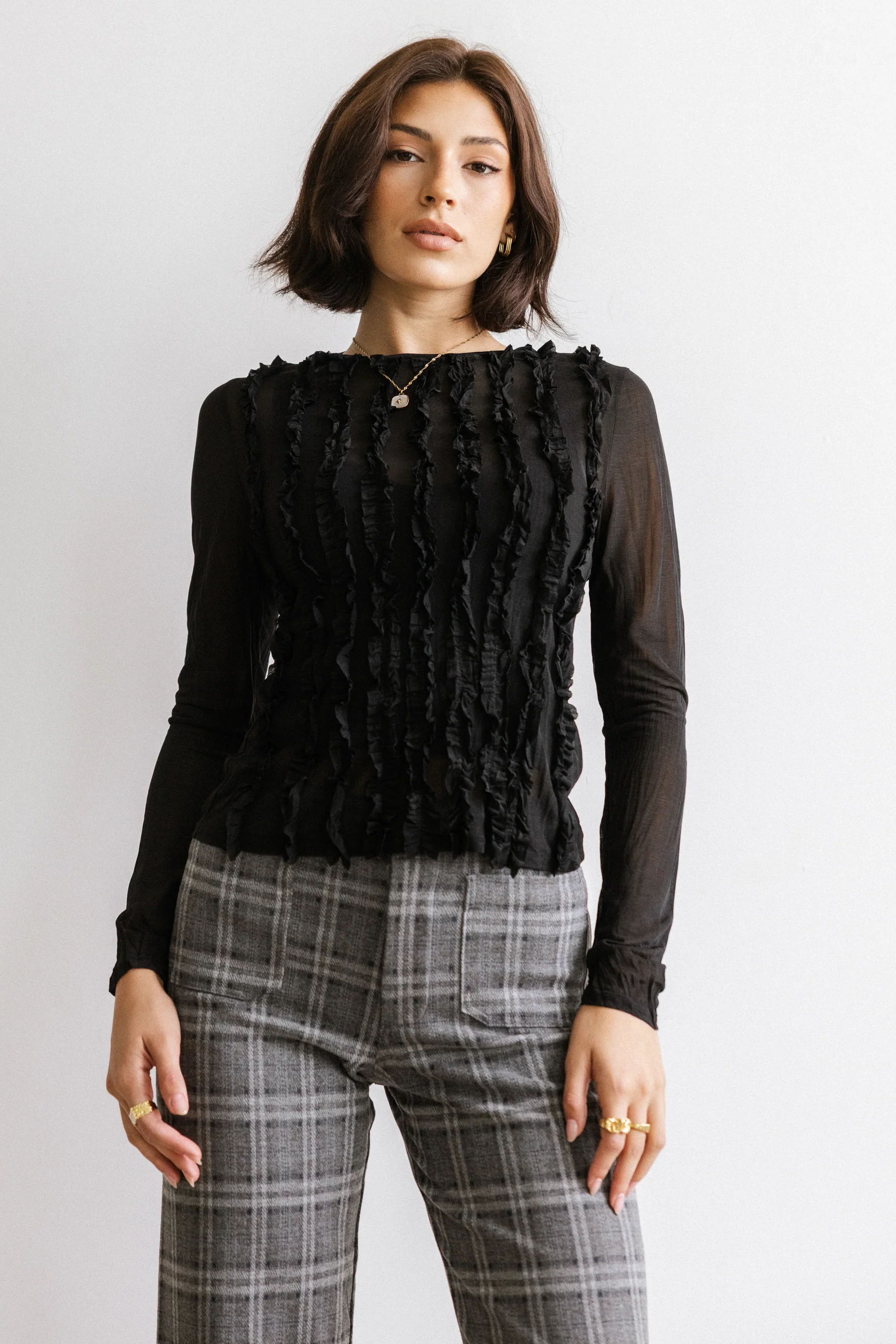 Marie Sheer Top in Black