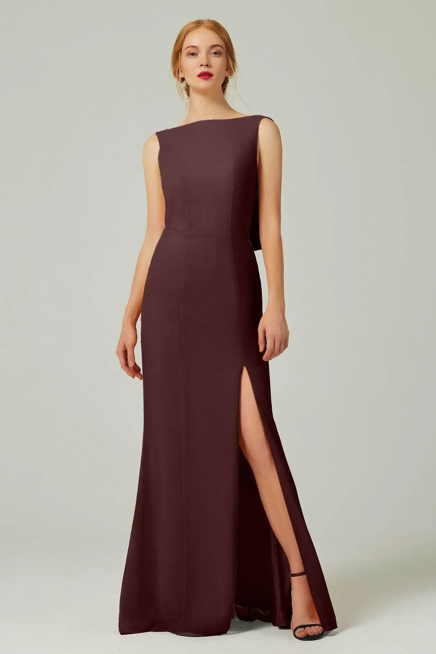 Sheath-Column Sweep-Brush Chiffon Bridesmaid Dress Formal Dresses CB0310