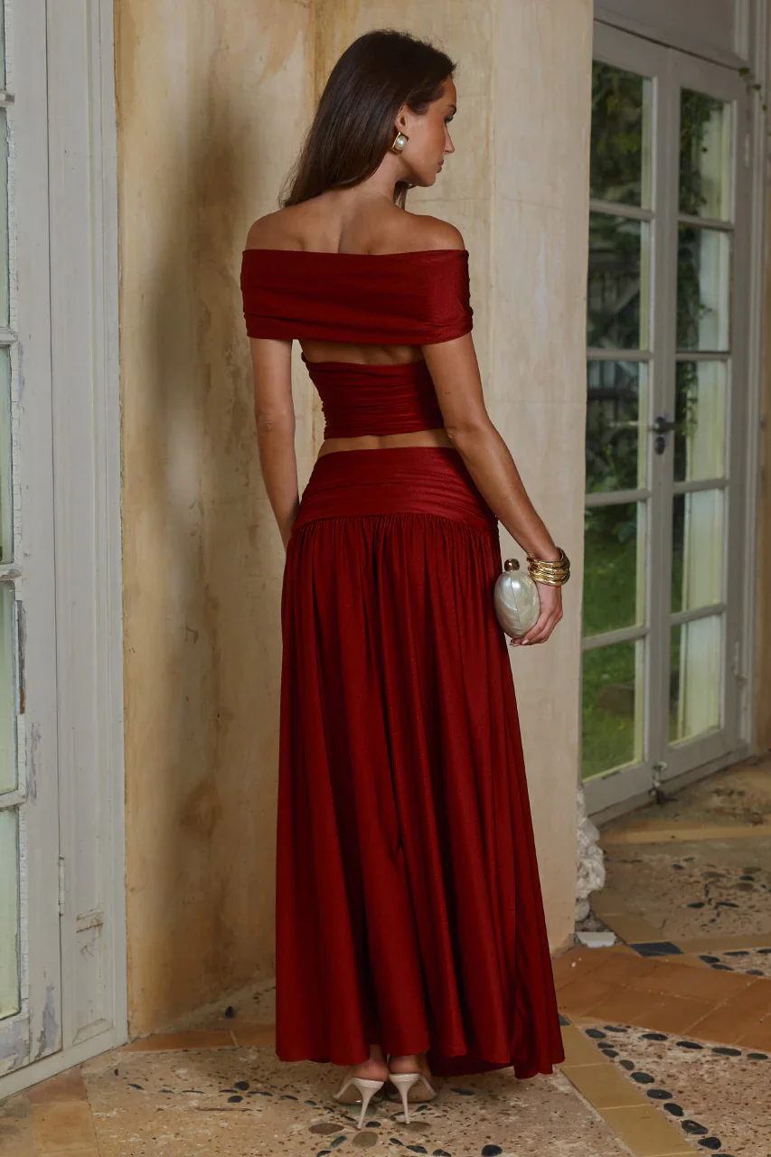 NIVALI OFF SHOULDER TOP - CHERRY