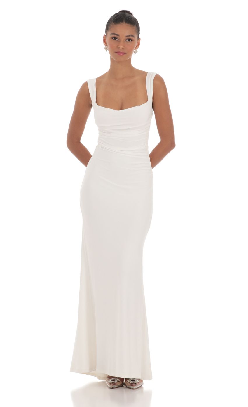 Back Sequin Butterfly Maxi Dress in White