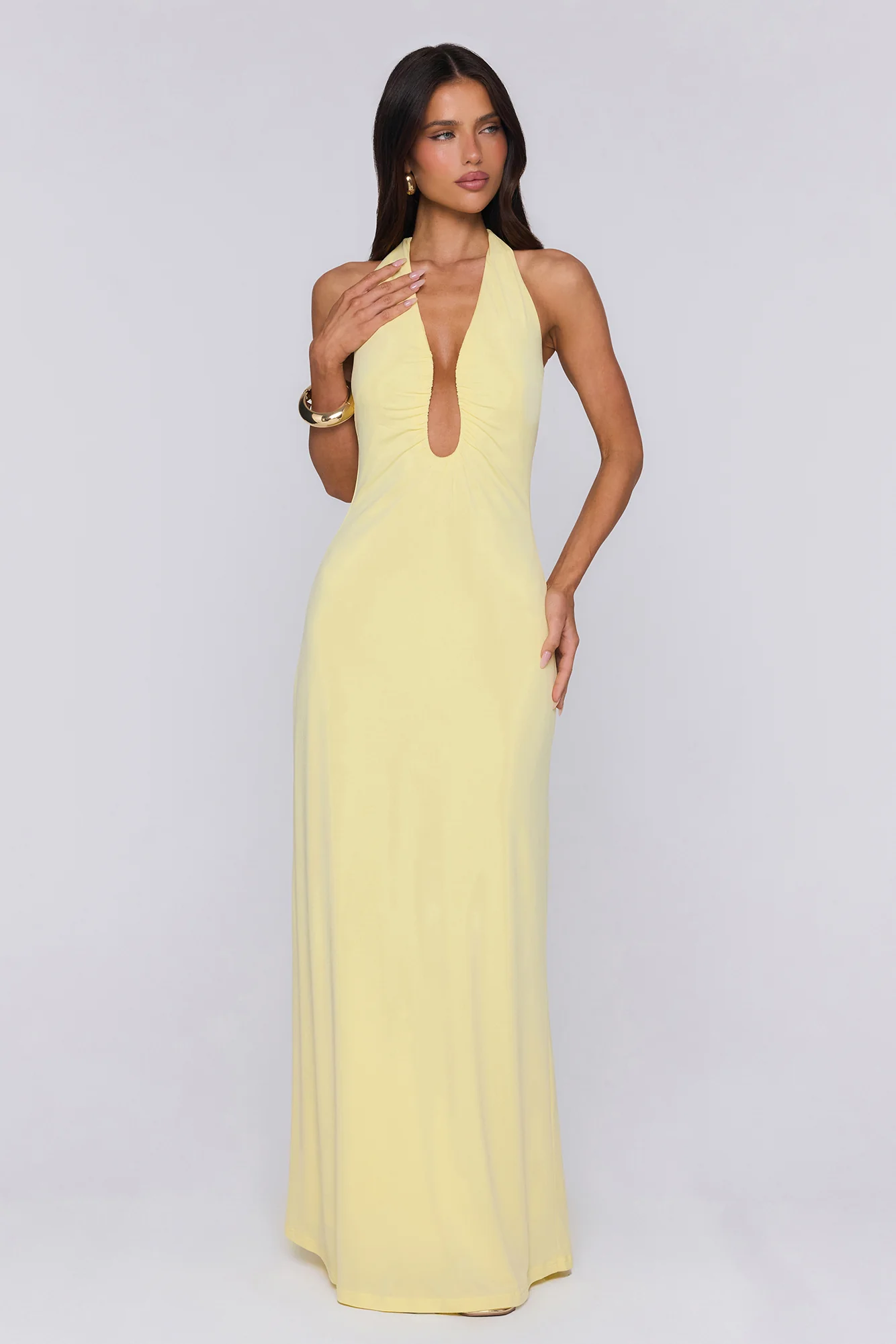 Style Protocol Halter Maxi Dress Yellow