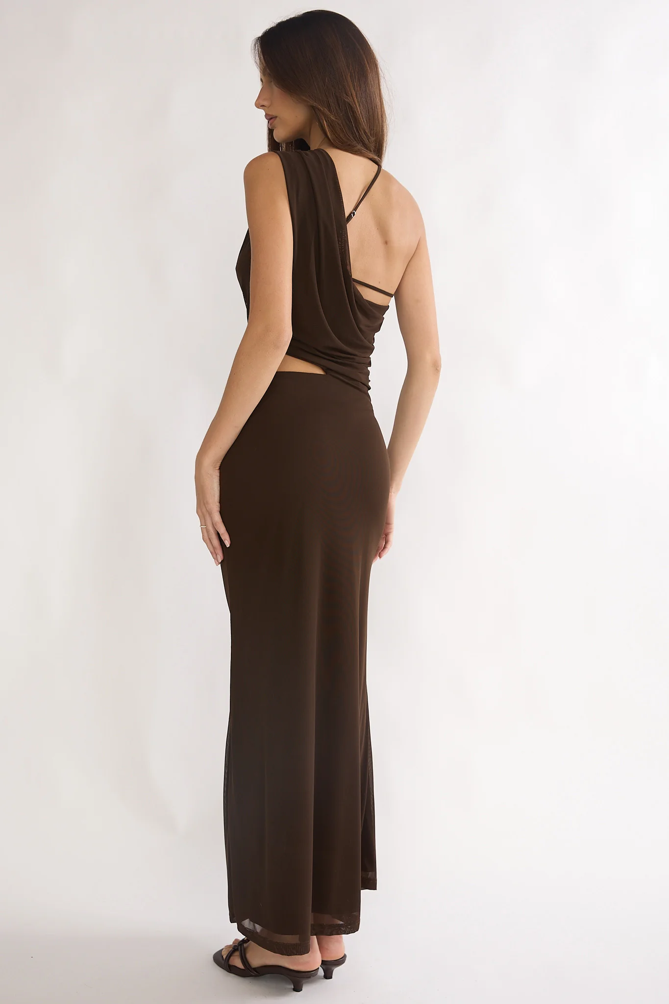 Out Loud Cut-Out Drape Maxi Dress Chocolate