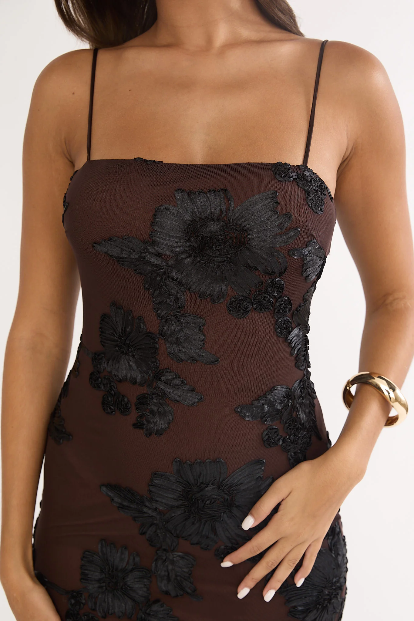Kaela Cami Maxi Dress Embellished Chocolate