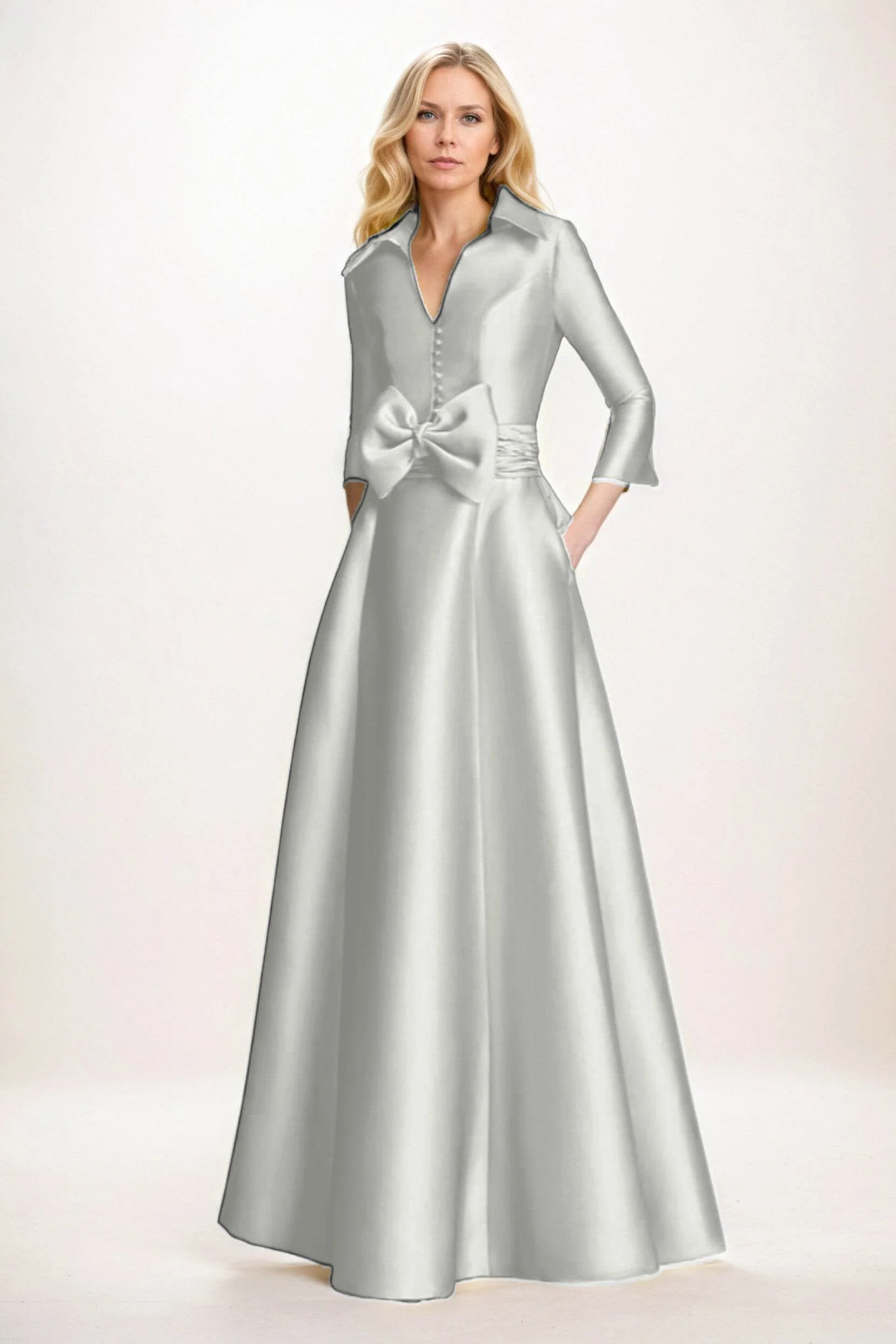 A-Line Maxi Satin Mother of the Bride Dresses CM0402