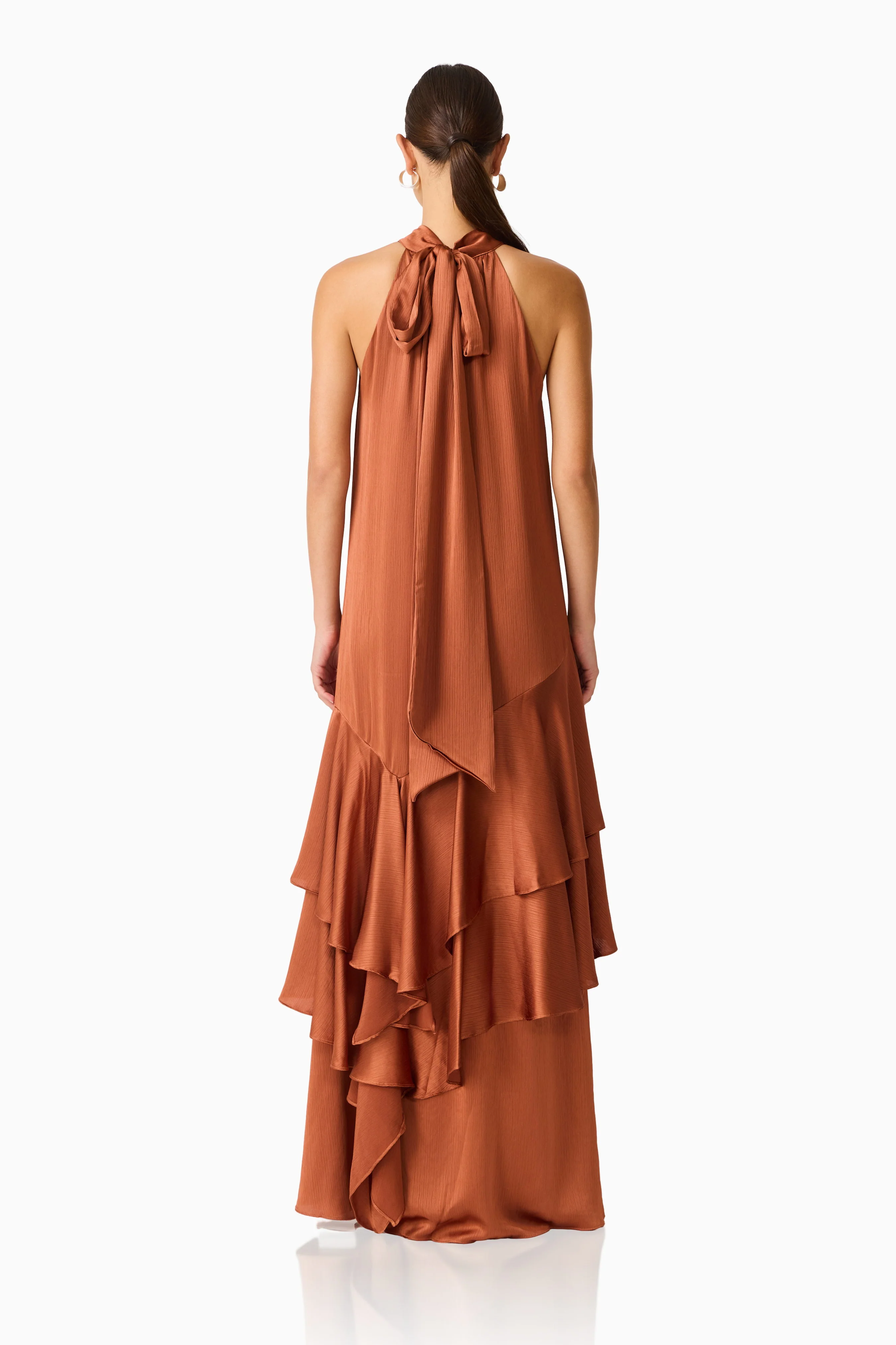 Varella Halter Gown in Chestnut Brown