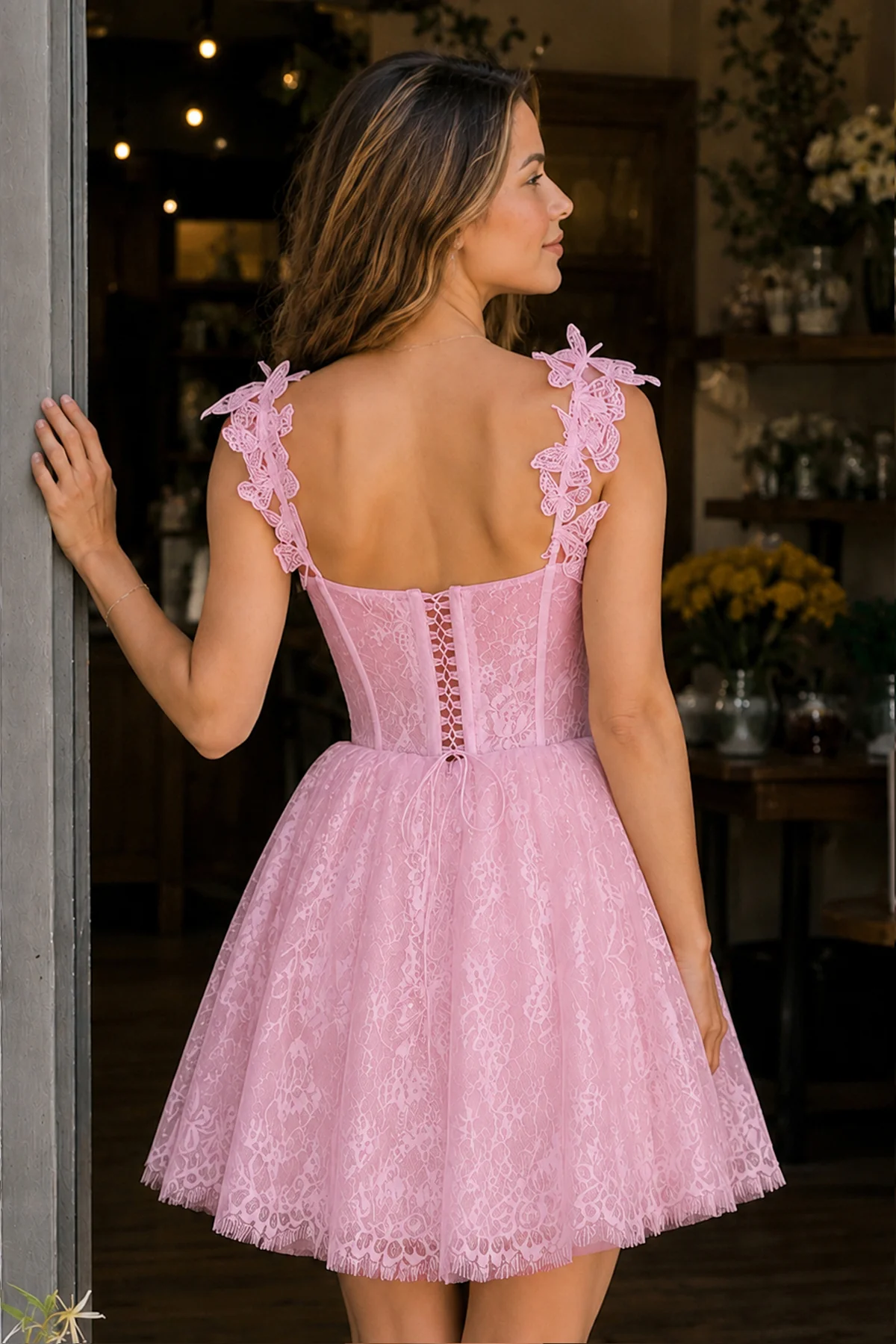 A-line Sweetheart White Corset Homecoming Dress