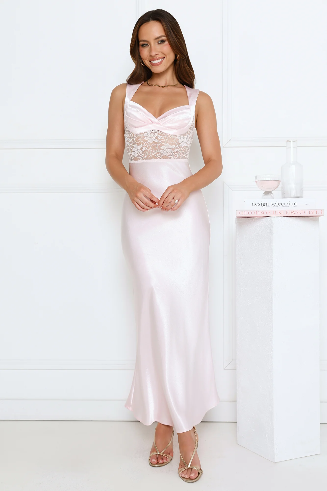 Flirty Business Satin Maxi Dress Pink