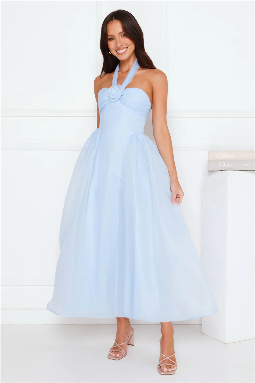 Fairytale Event Halter Maxi Dress Blue