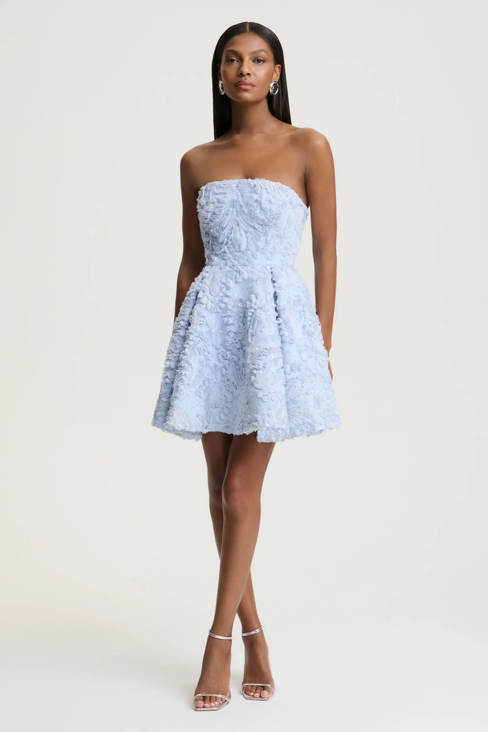 Zosia | Blue Mesh Bandeau Mini Dress