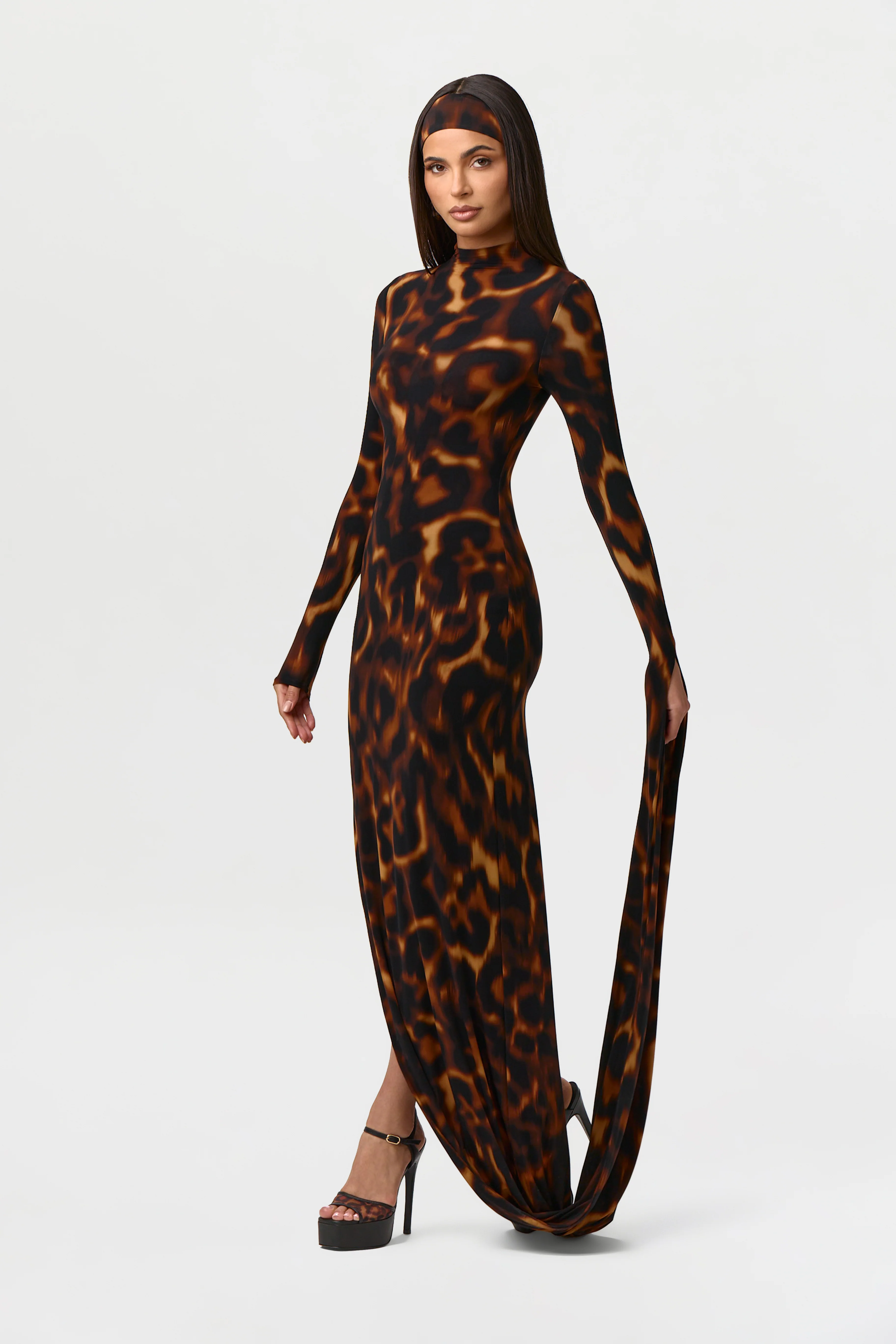 Bare Body Sleeve Drape Maxi Dress