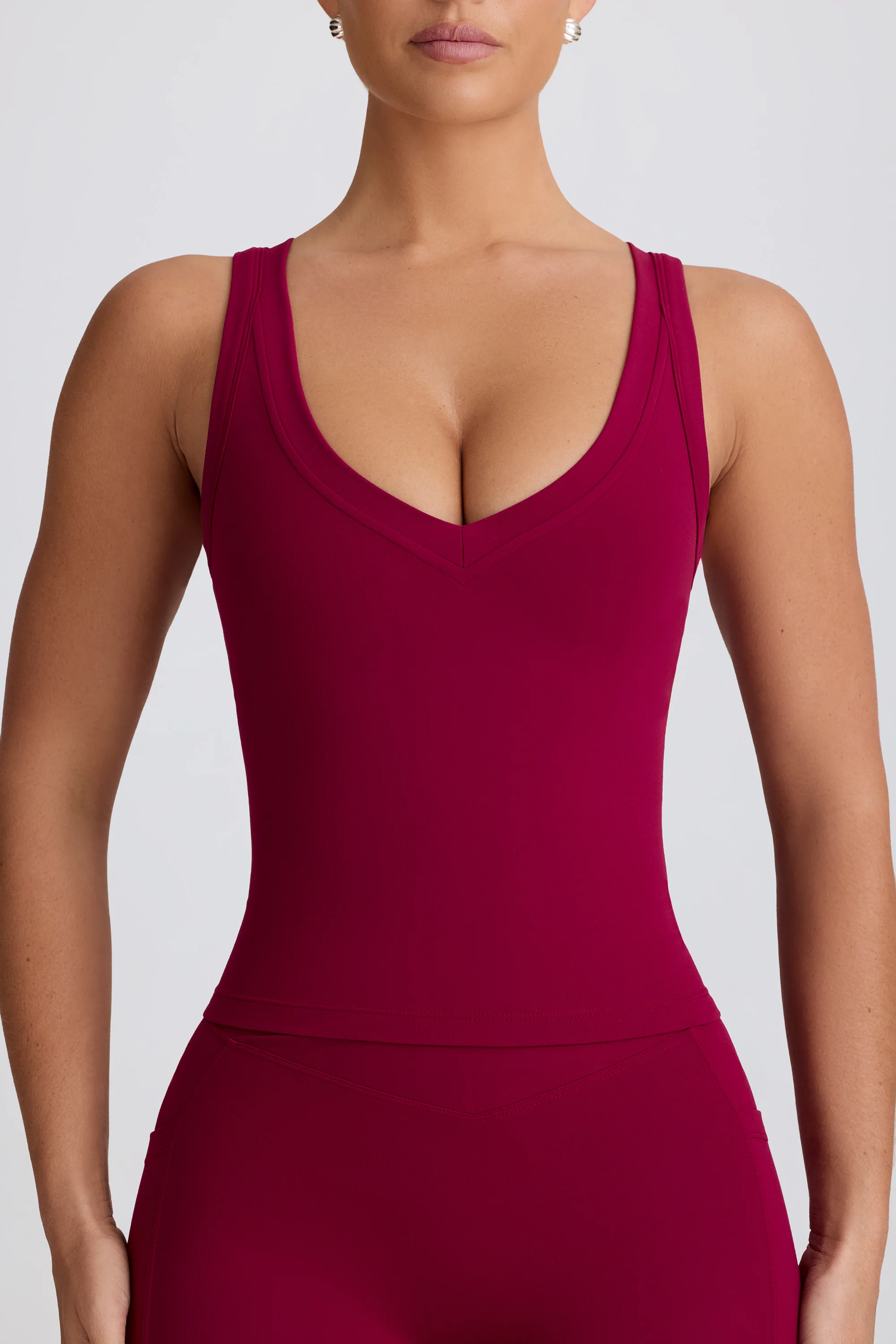 Soft Active V-Neck Tank Top in Burgundy