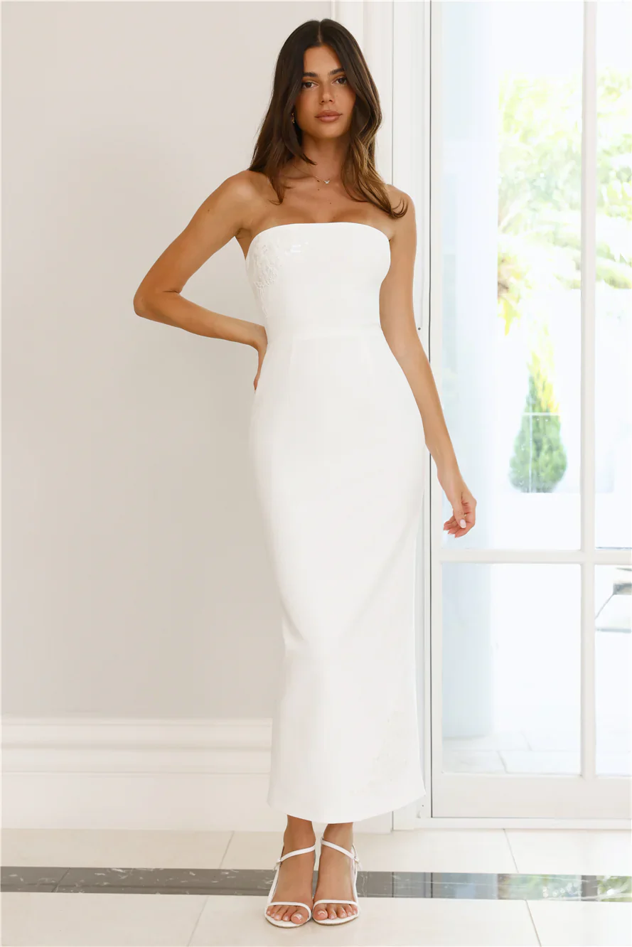 Serenade Of Love Strapless Maxi Dress White