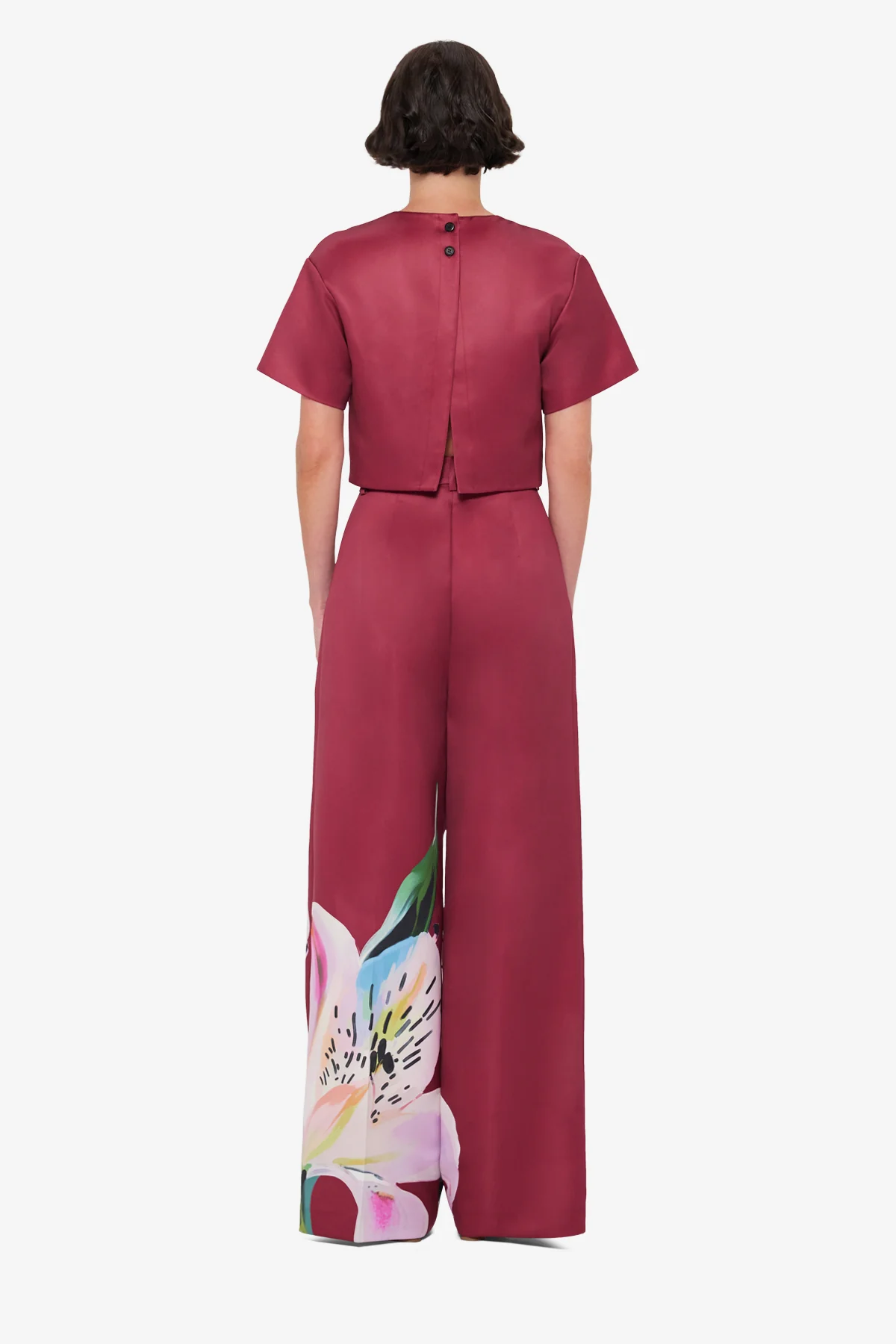 Indie Sleeve Top - Lily Print in Burgundy