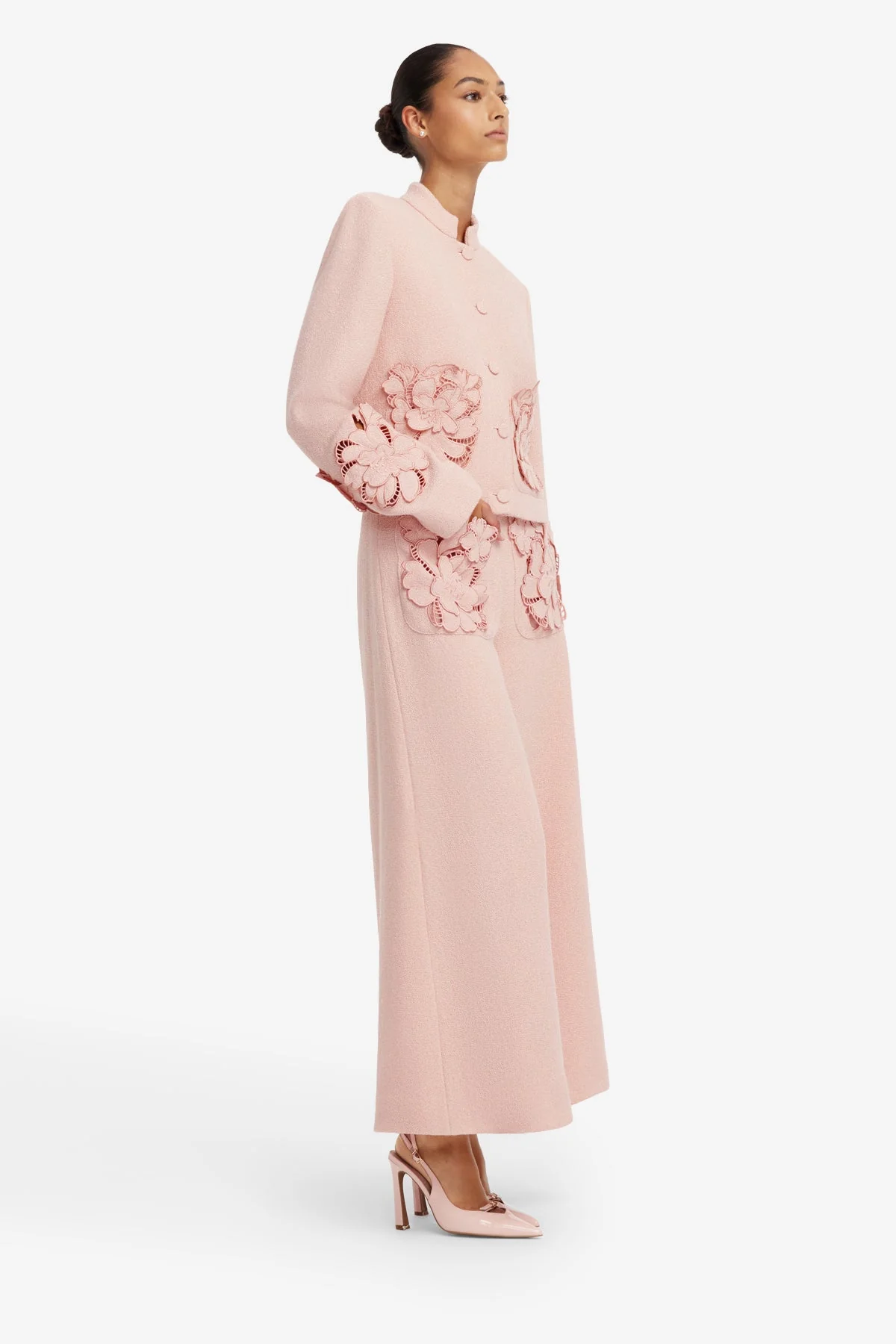 Christine Appliqué Tweed Pants - Dusty Pink
